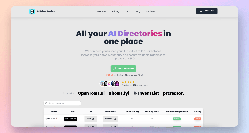 AI Directories landing page