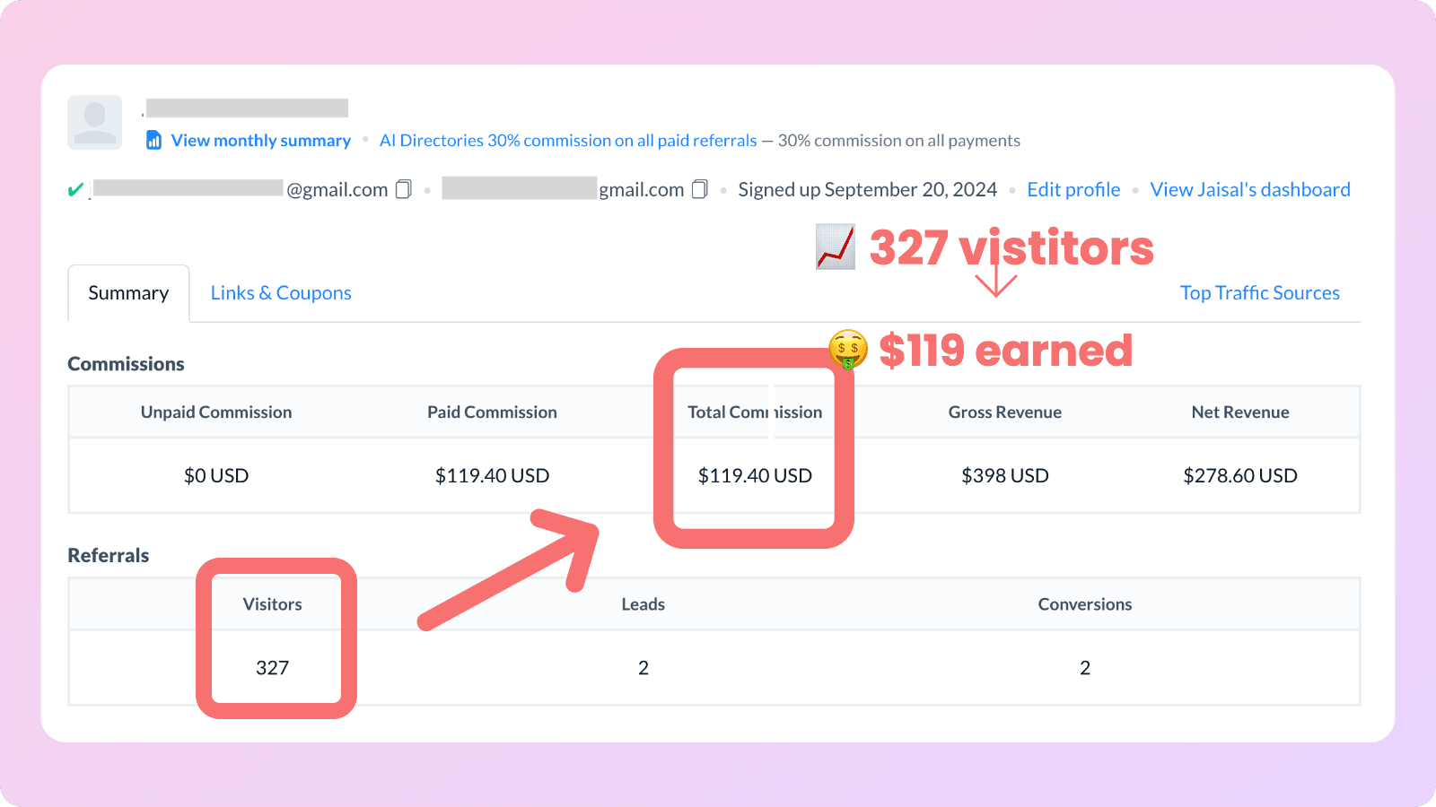 Rewardful affiliates earning