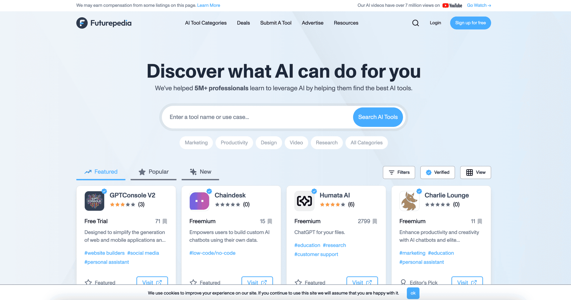 Futurepedia landing page
