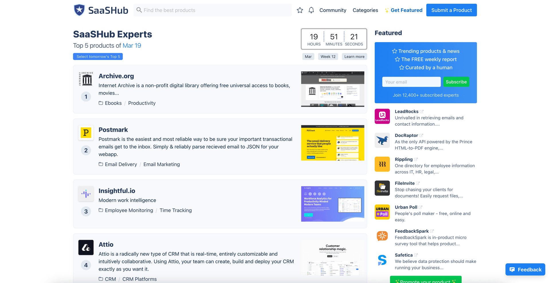 Saas Hub landing page