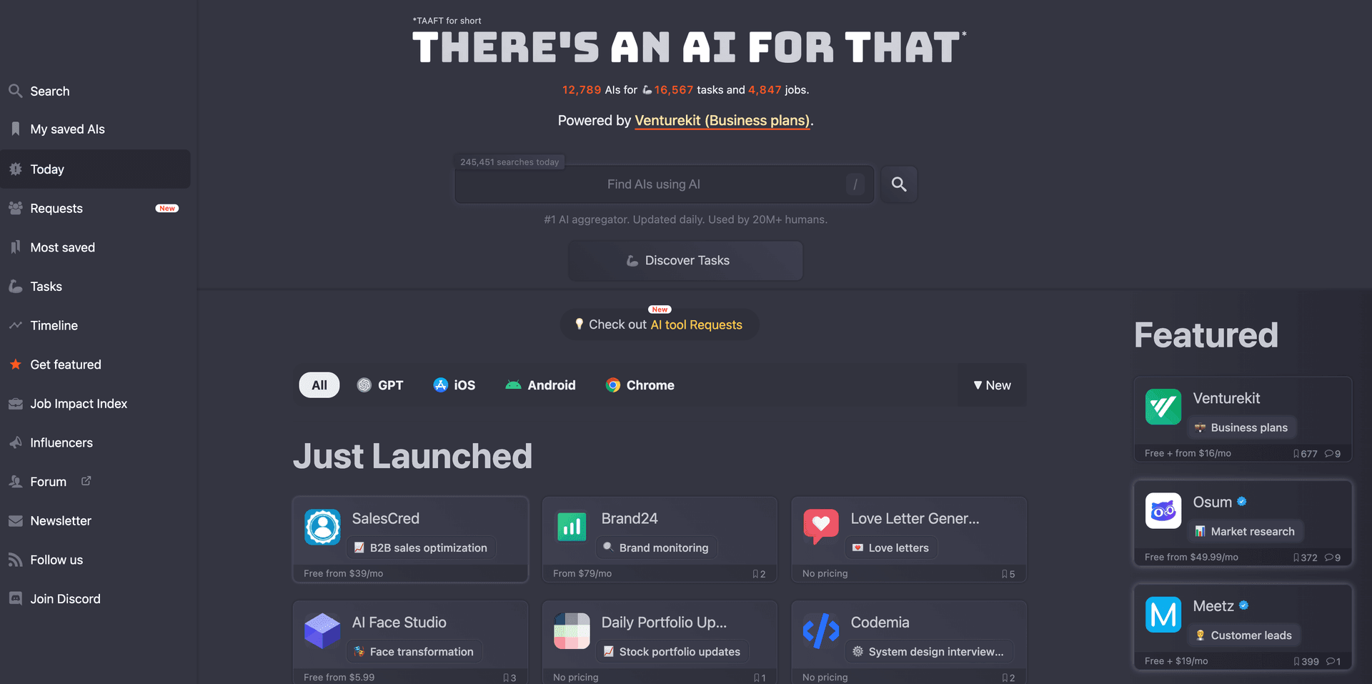 There's an ai for that landing page