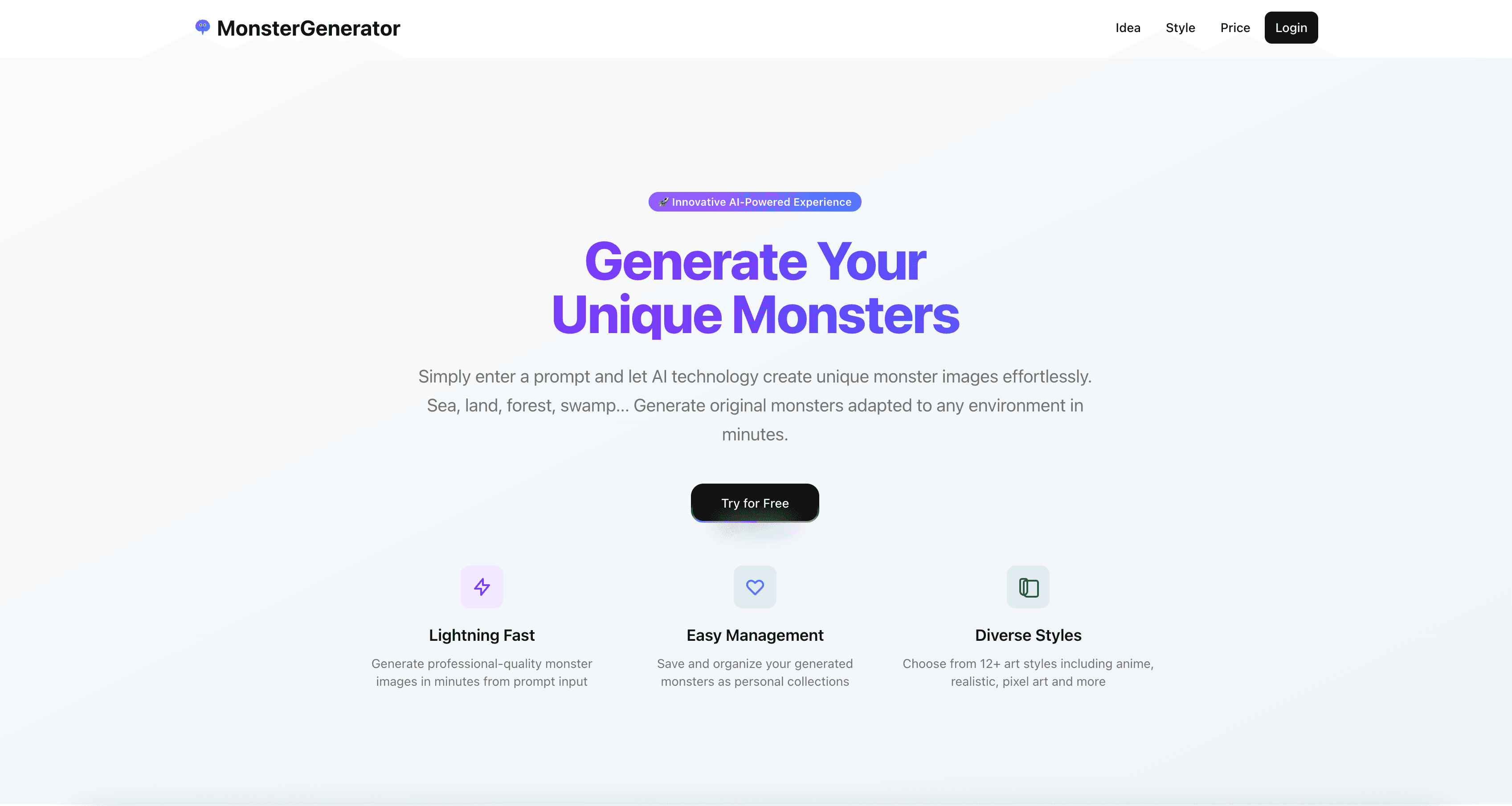 Monster Generator interface screenshot
