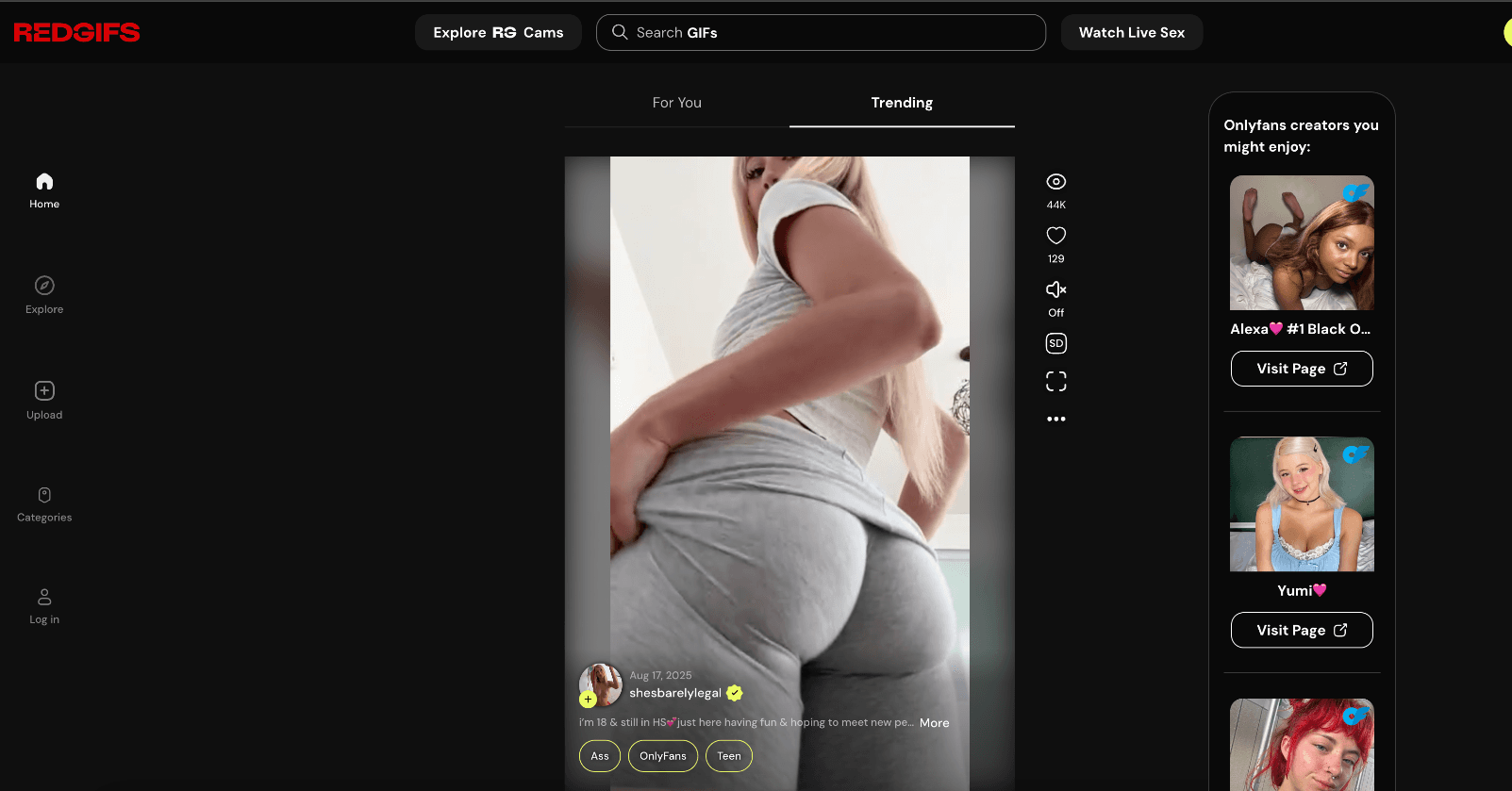 RedGIFs interface screenshot