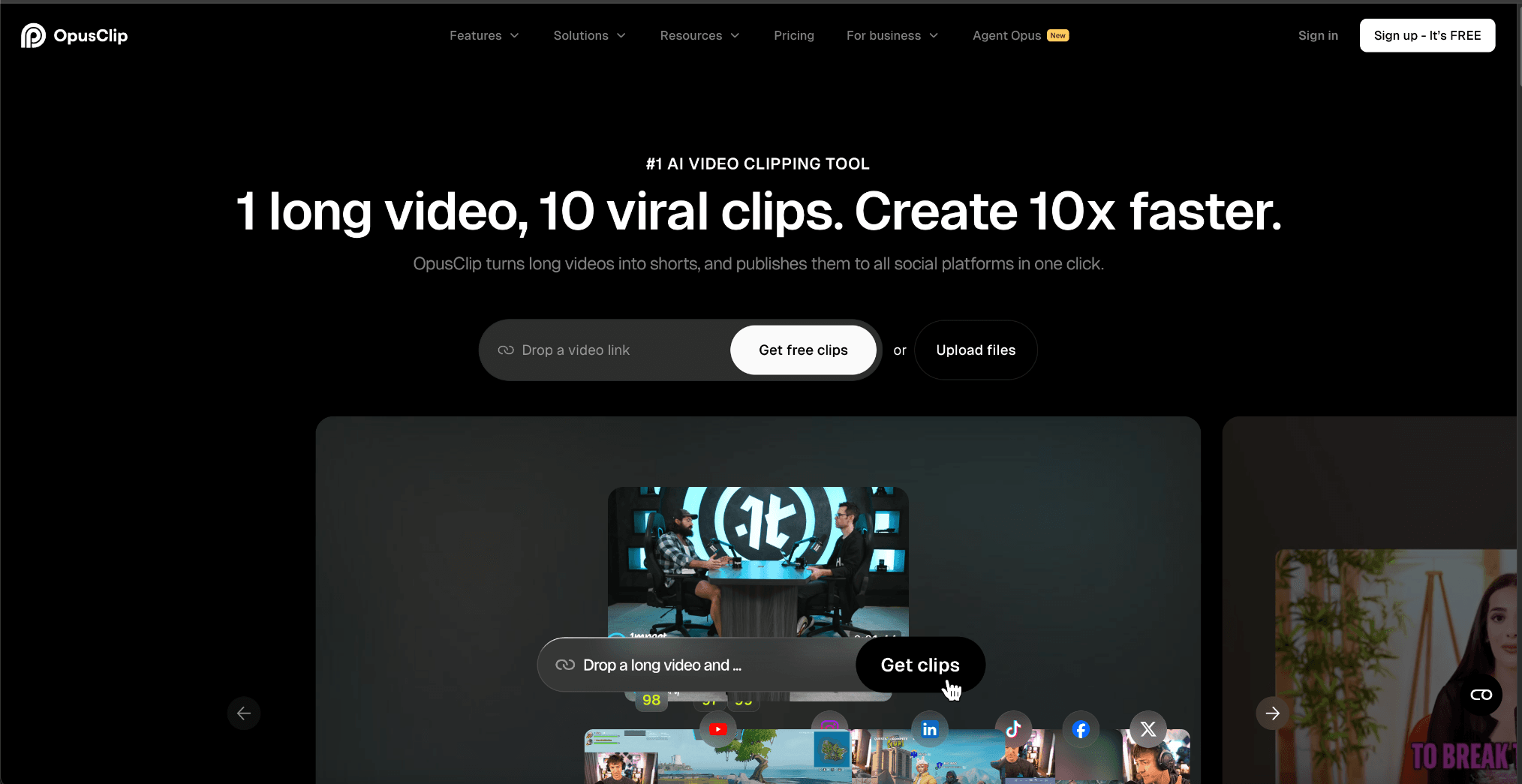 Opus Clip interface screenshot