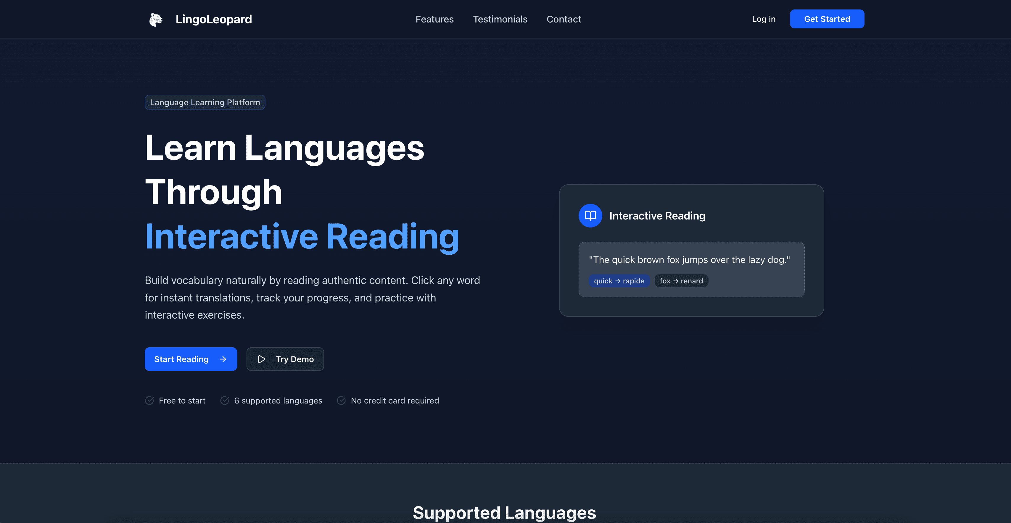 LingoLeopard interface screenshot