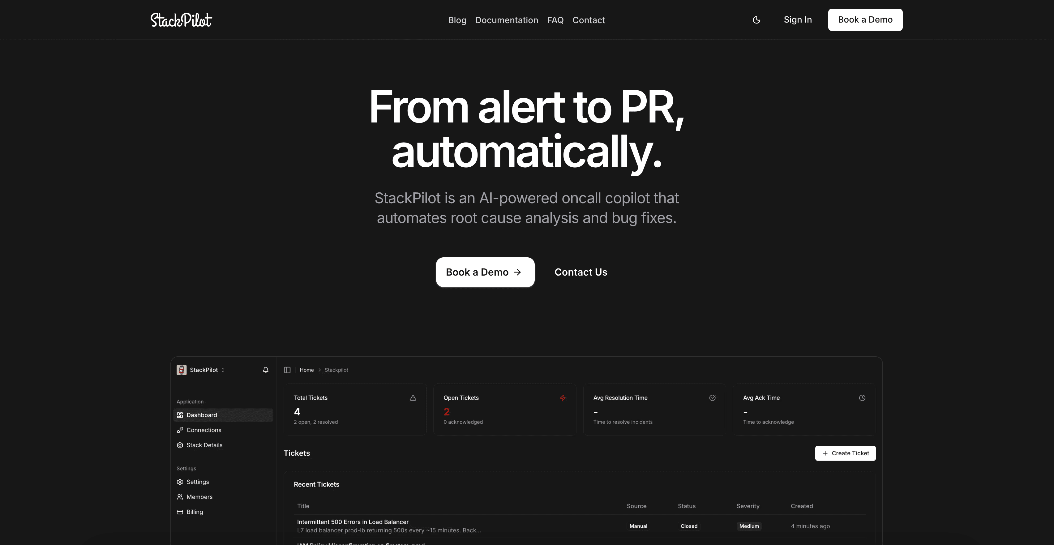 StackPilot interface screenshot