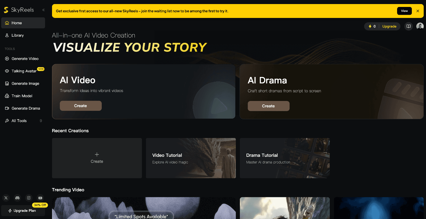 SkyReels interface screenshot