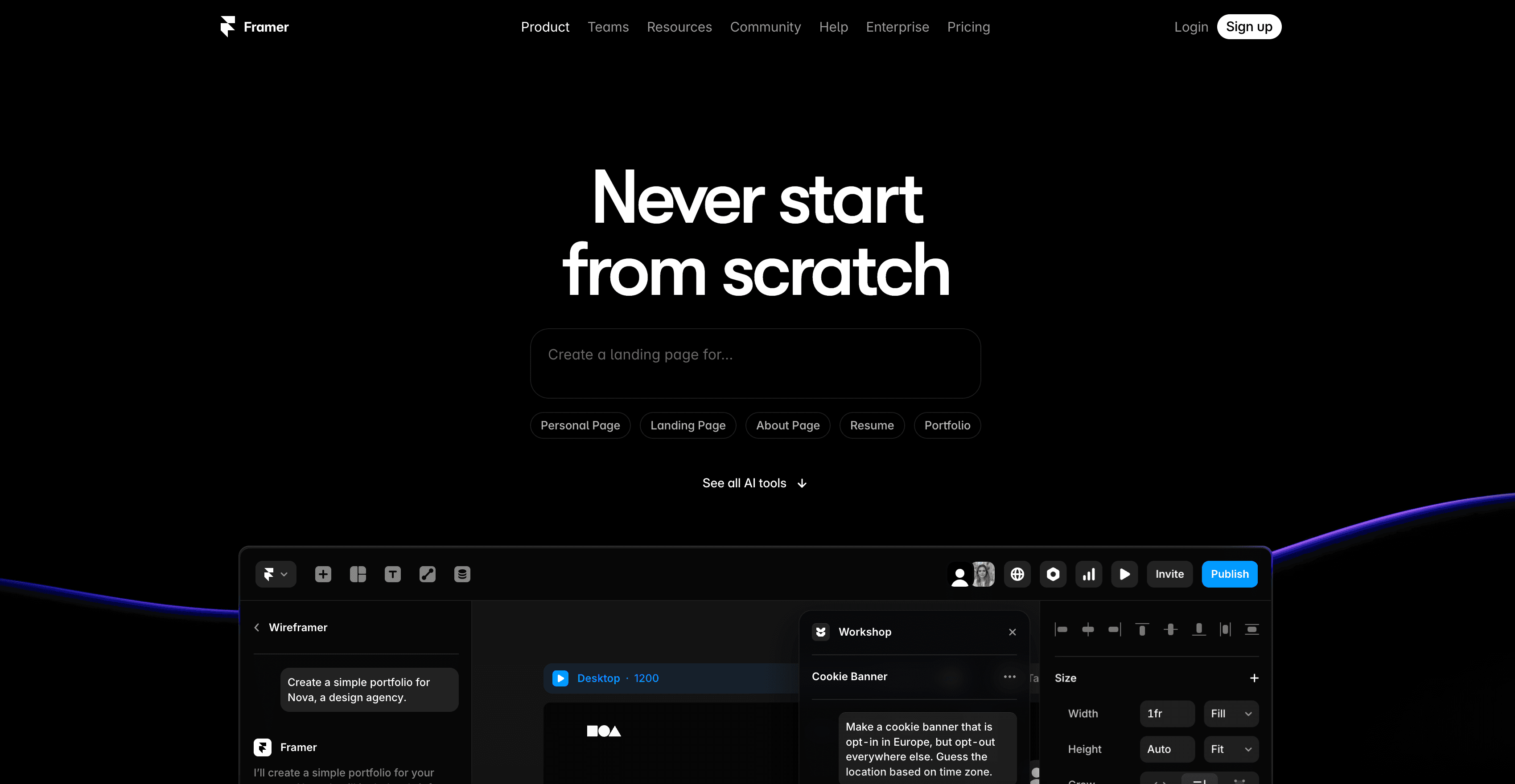 Framer AI interface screenshot