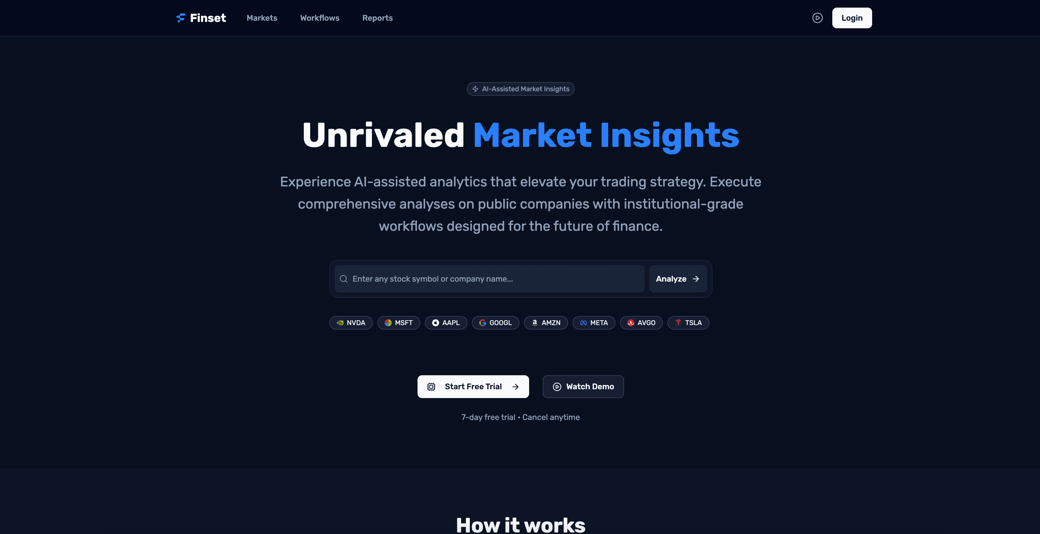 Finset interface screenshot