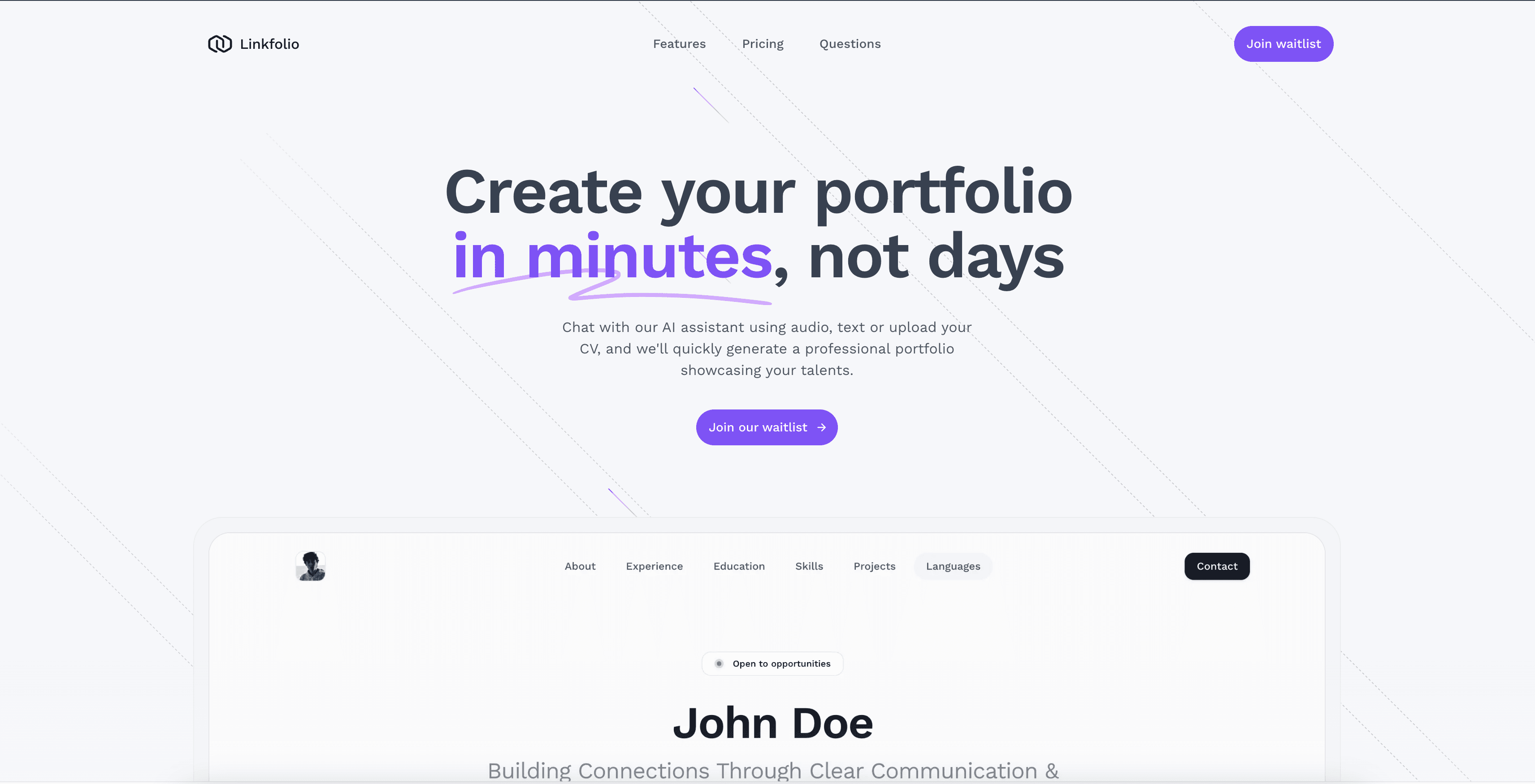 Linkfolio interface screenshot