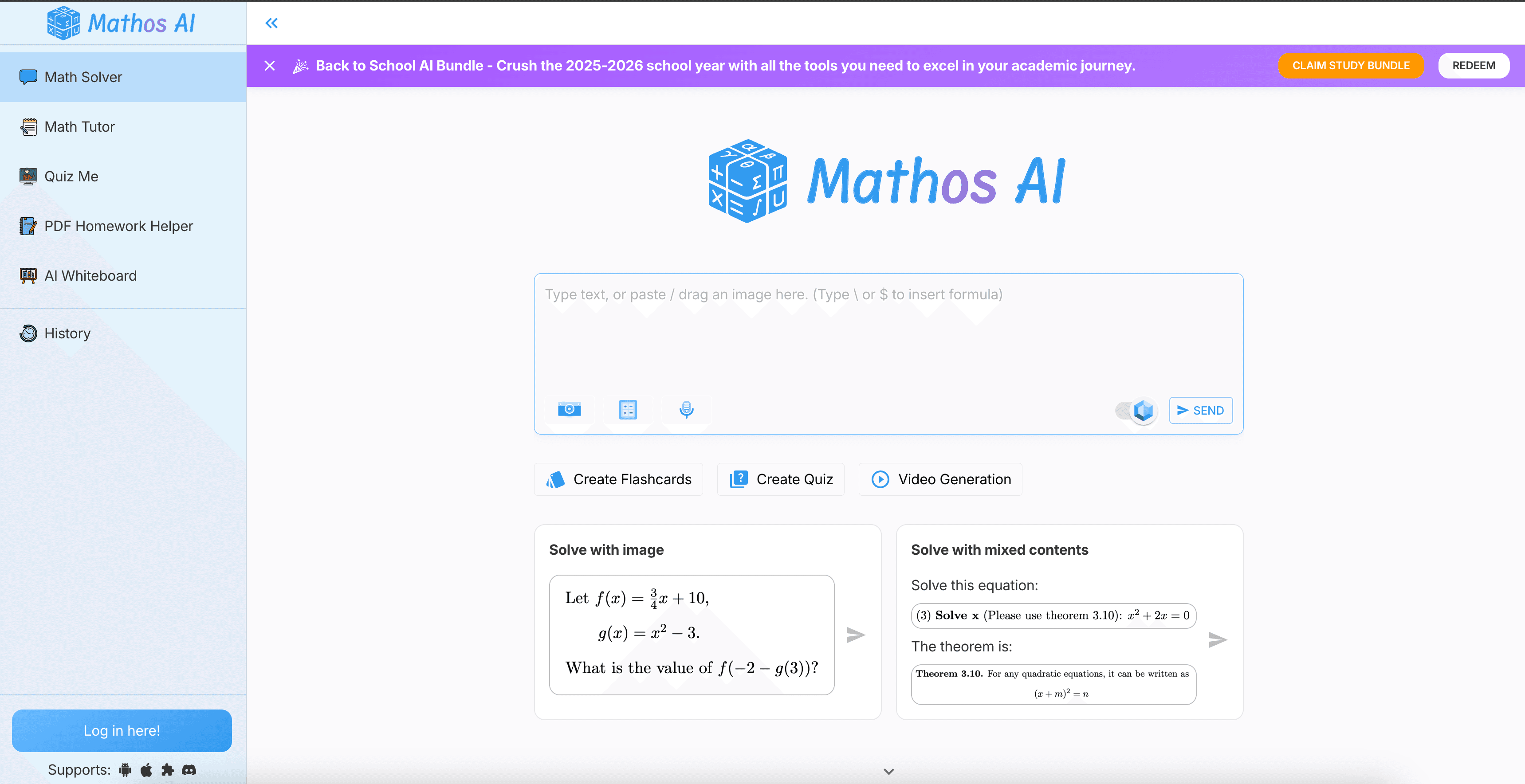 Mathos AI interface screenshot
