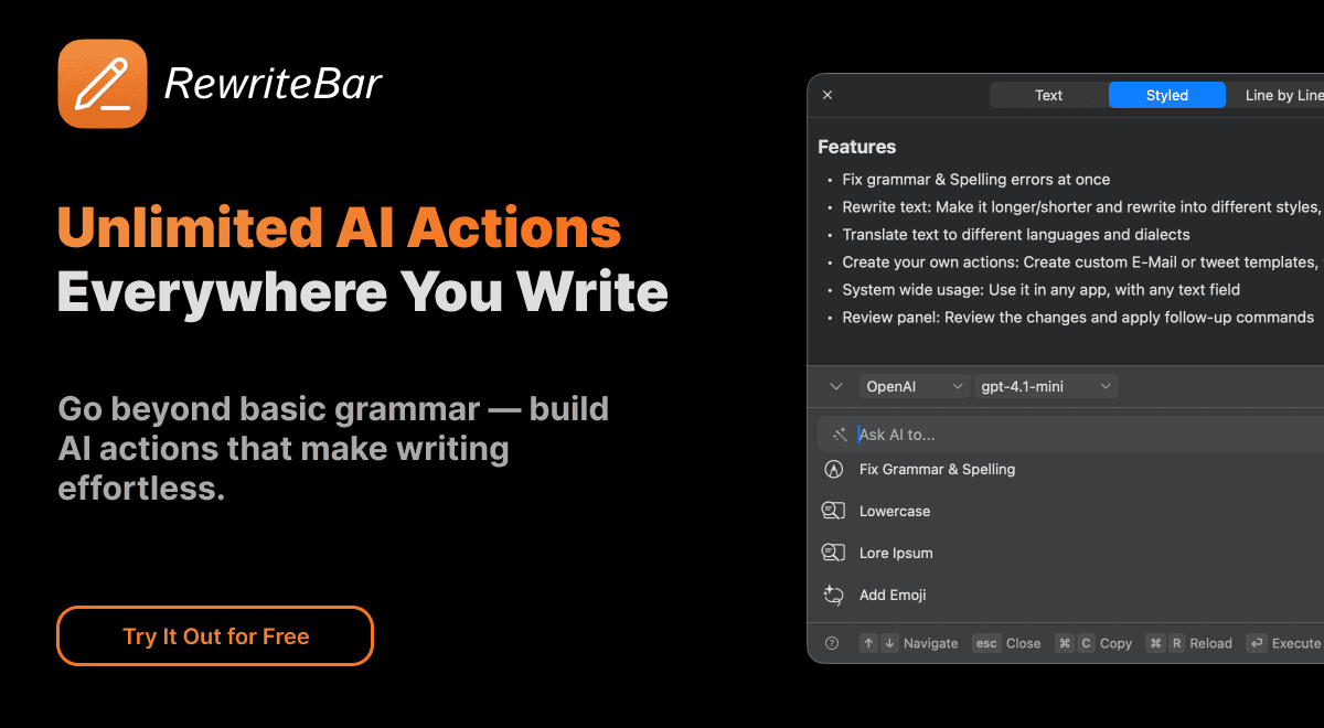 RewriteBar interface screenshot