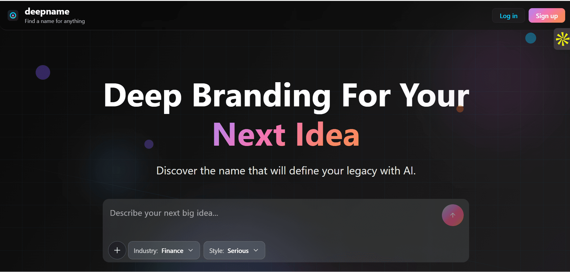 deepname interface screenshot