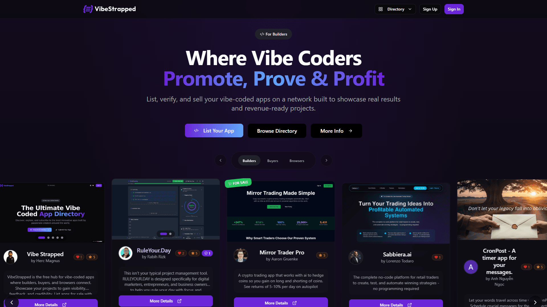 VibeStrapped interface screenshot