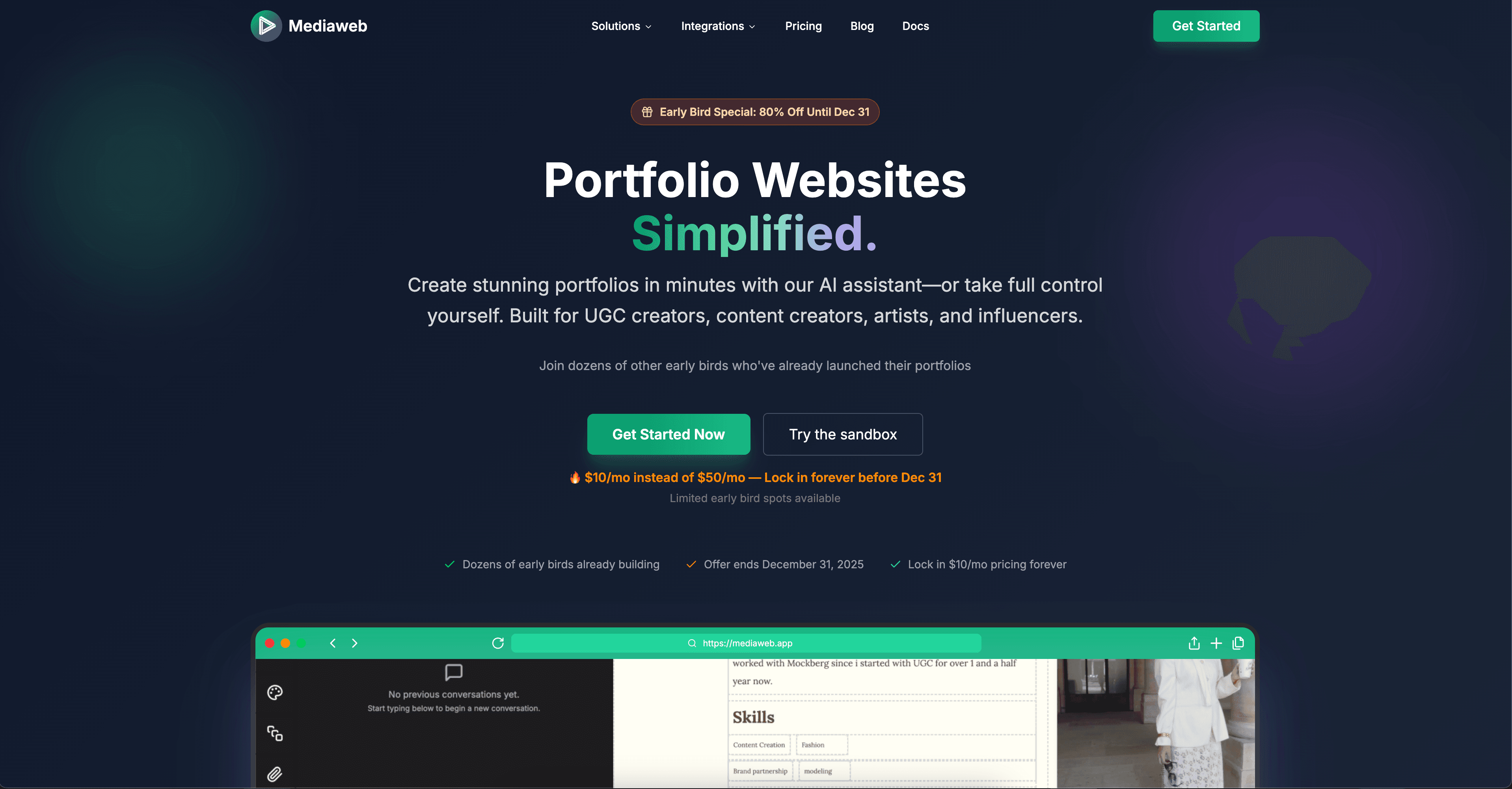 Mediaweb interface screenshot