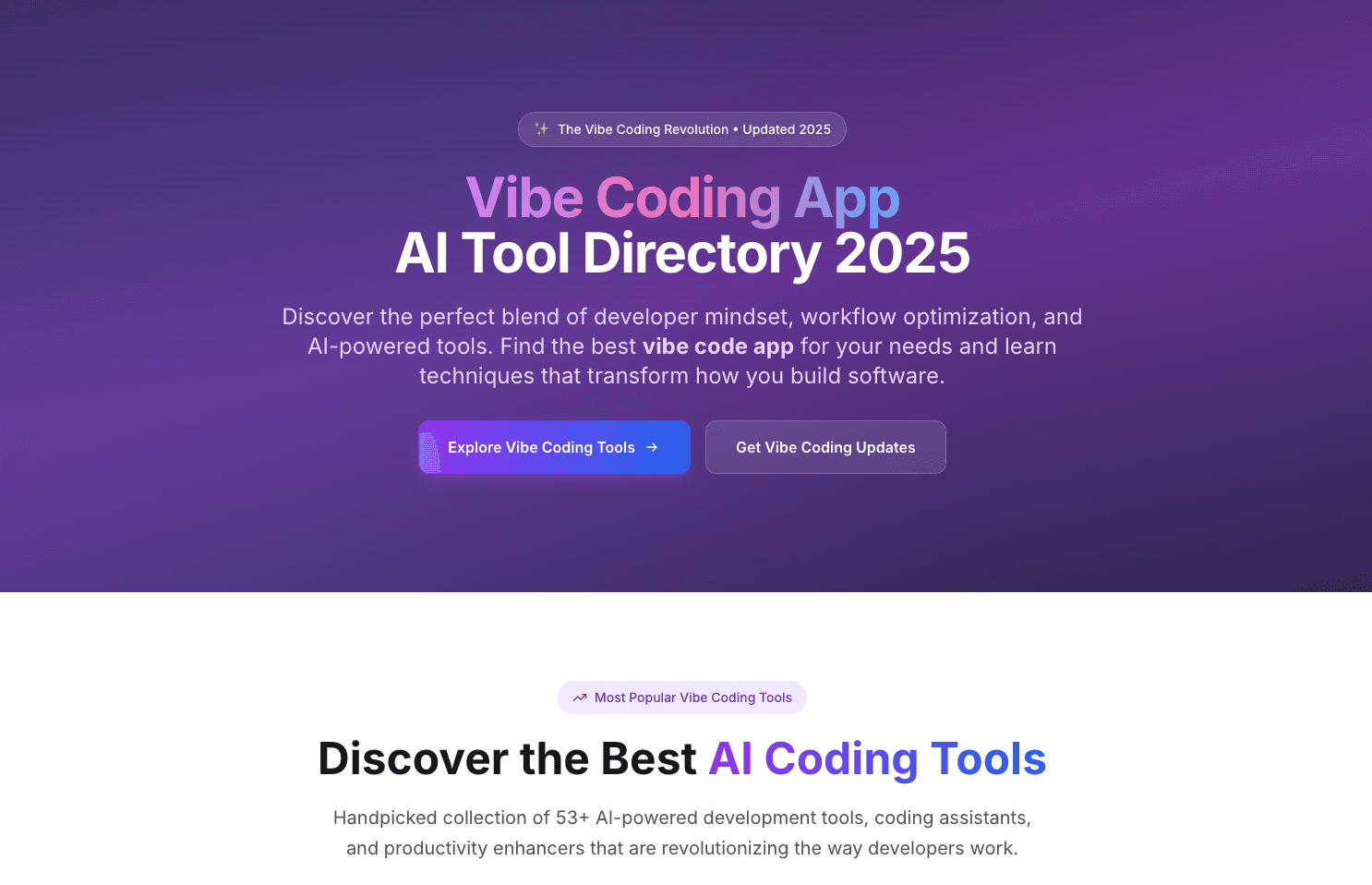 Vibe Coding App interface screenshot