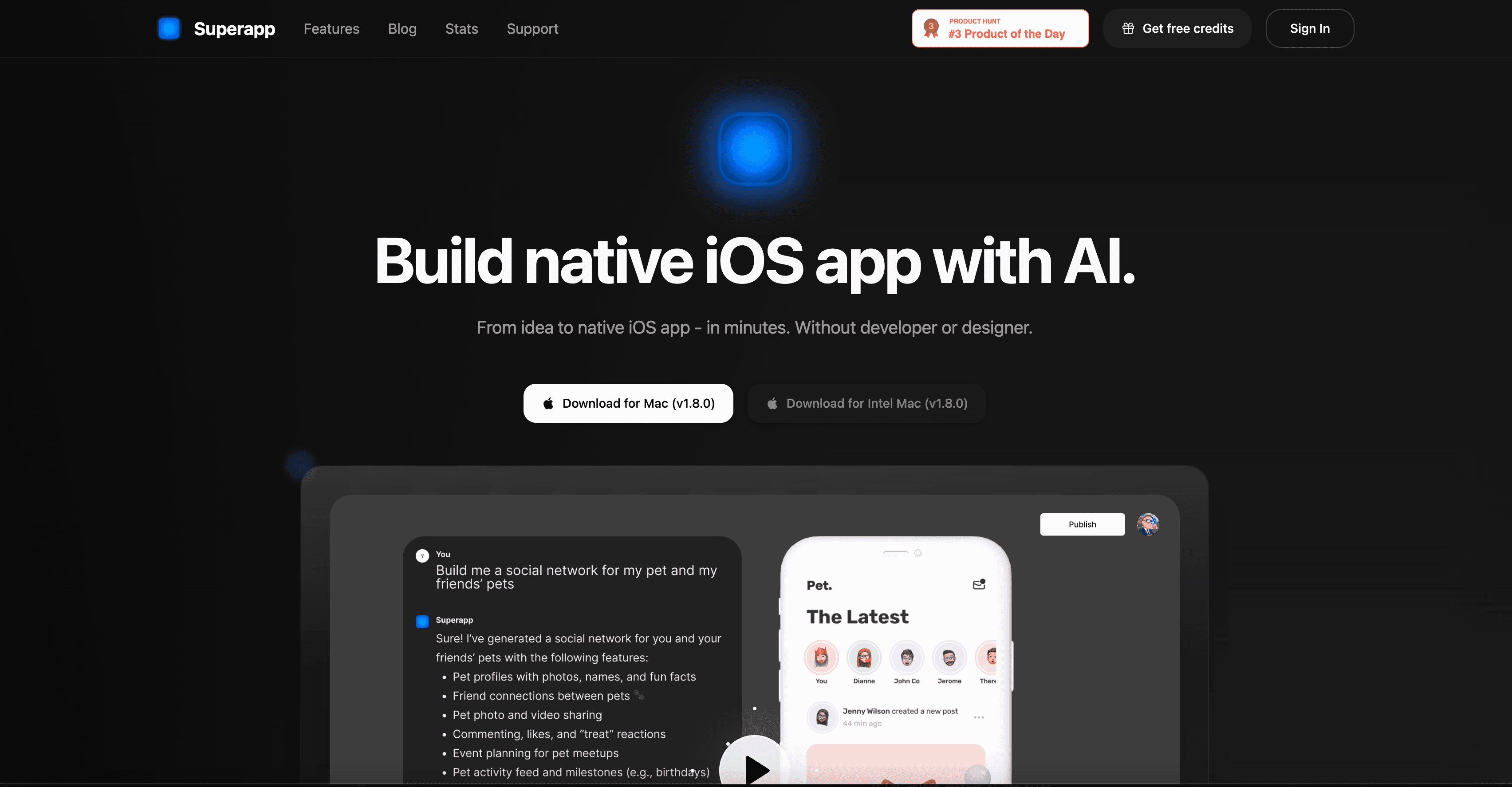 Superapp interface screenshot
