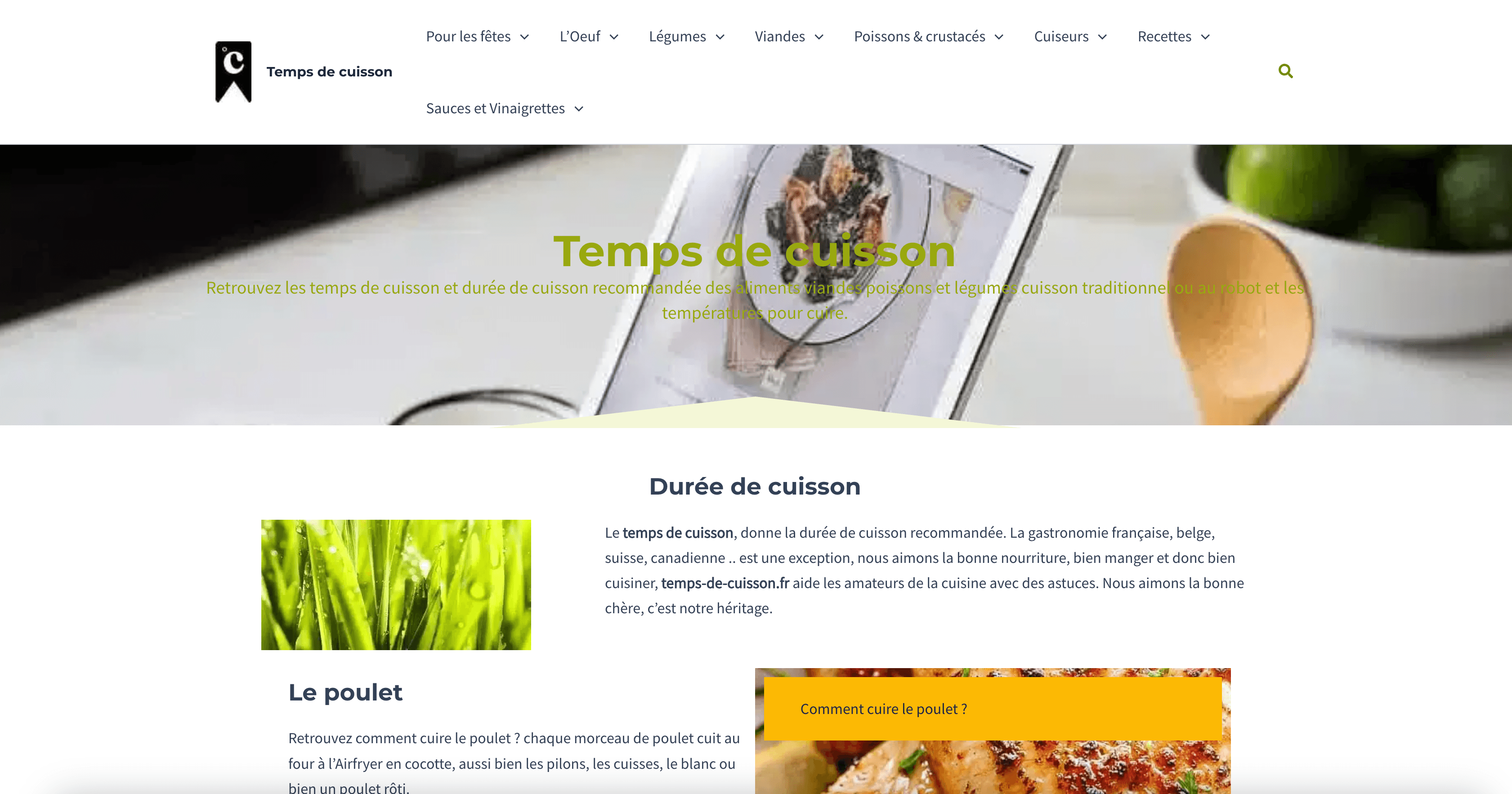 Temps de cuisson interface screenshot