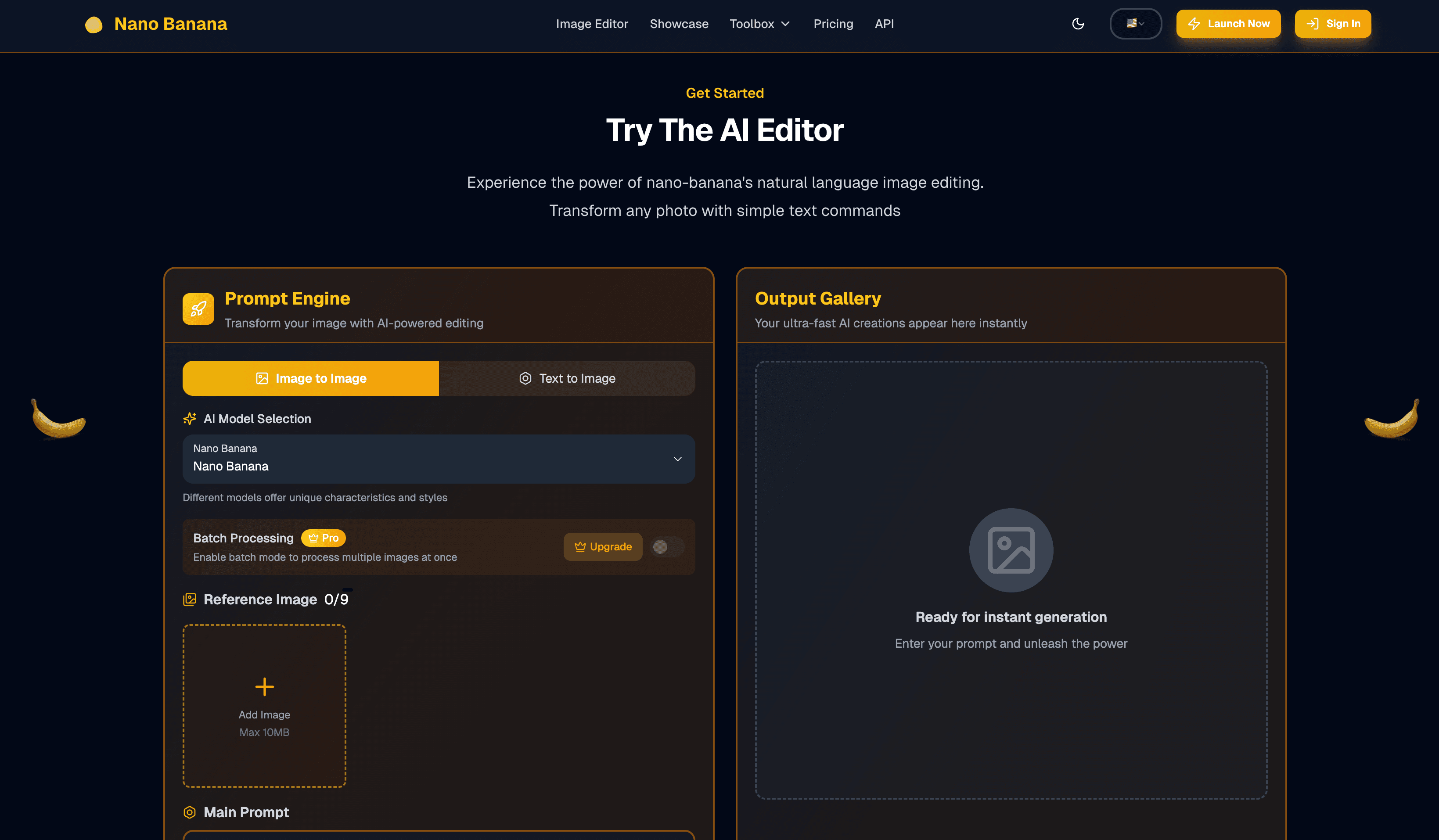 Nano Banana by ImageEditor interface screenshot