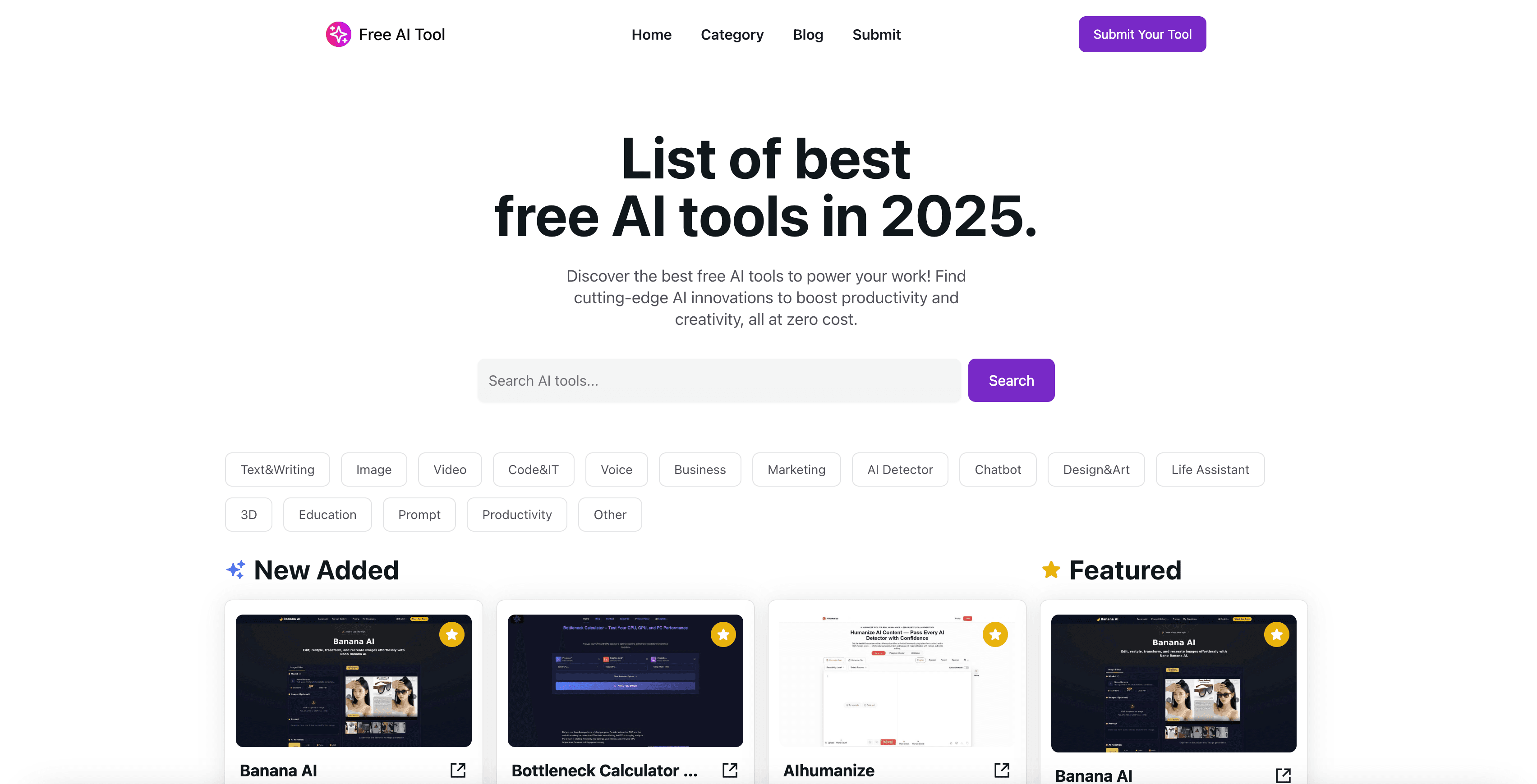 Free AI Tool website preview
