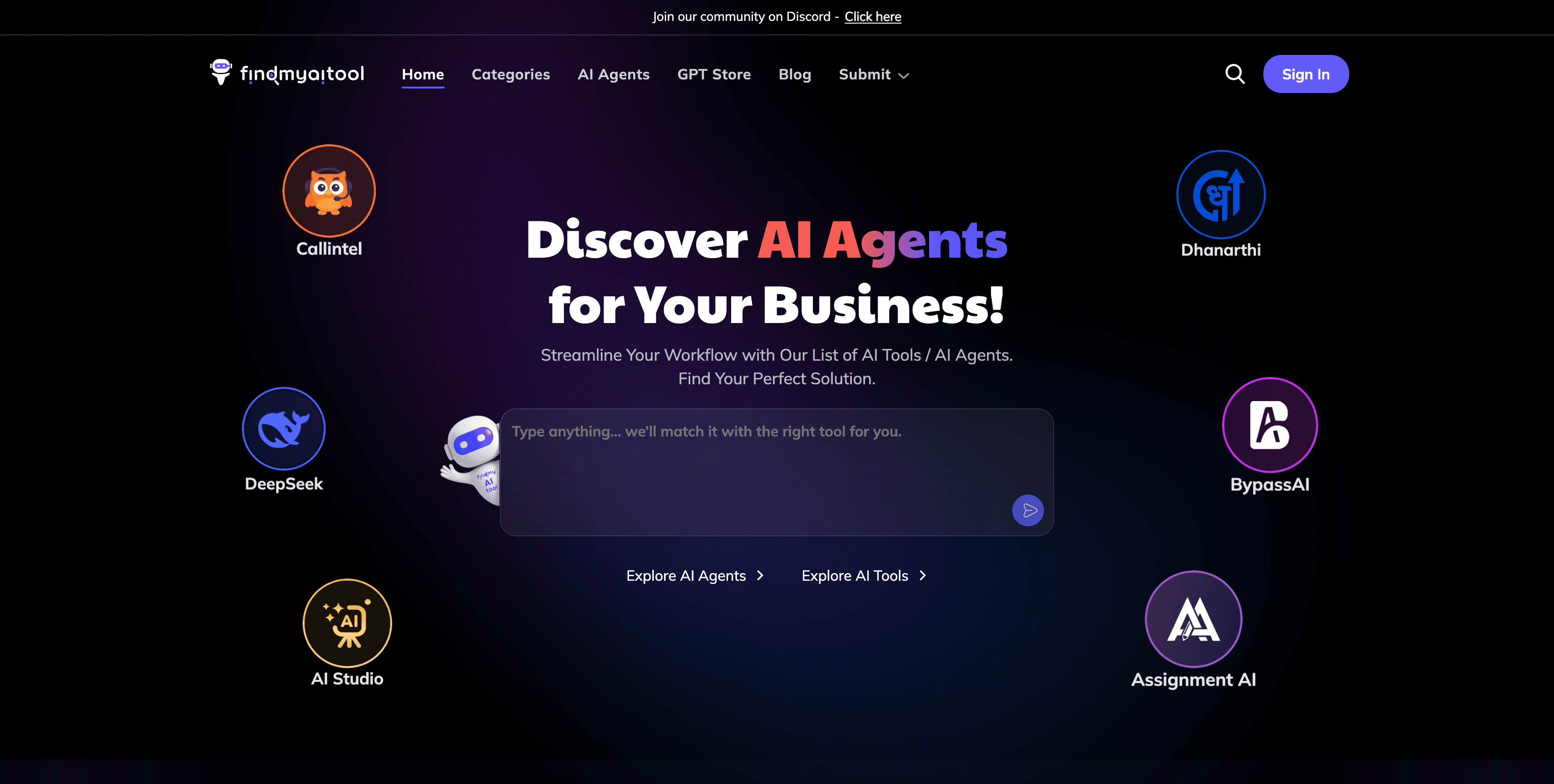 Find My AI Tool website preview