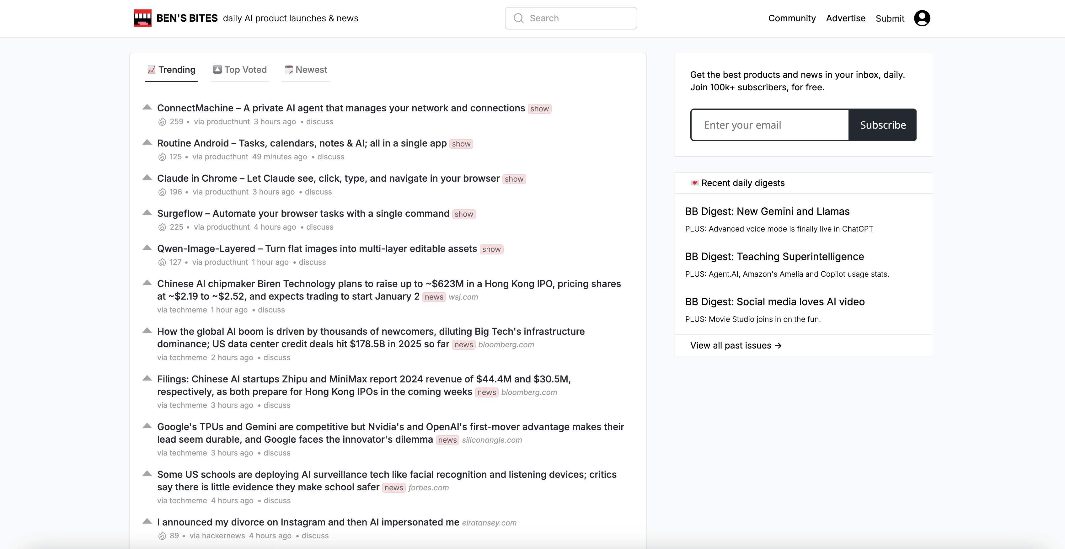 Ben’s Bites News website preview