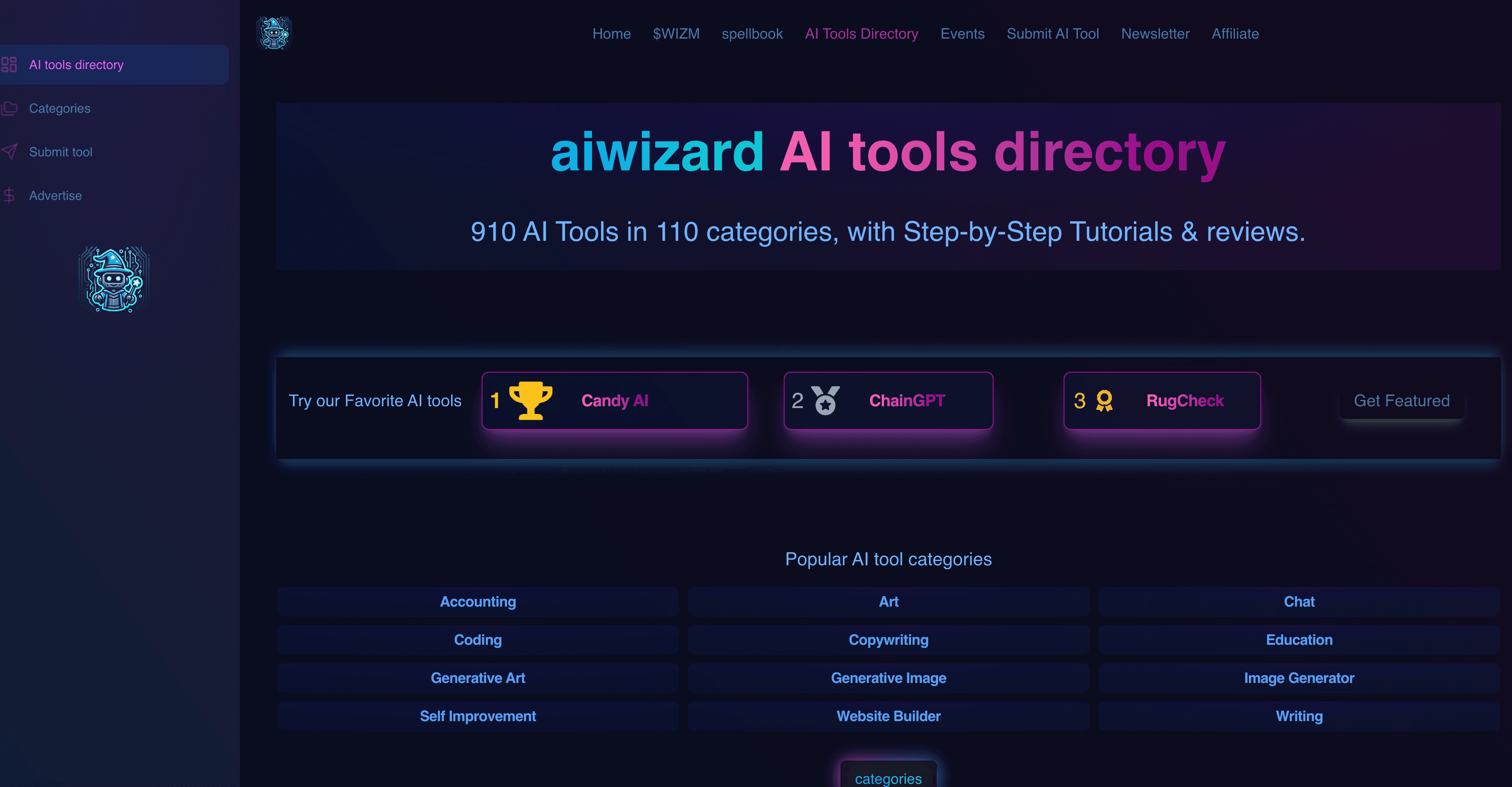 AI Wizard website preview