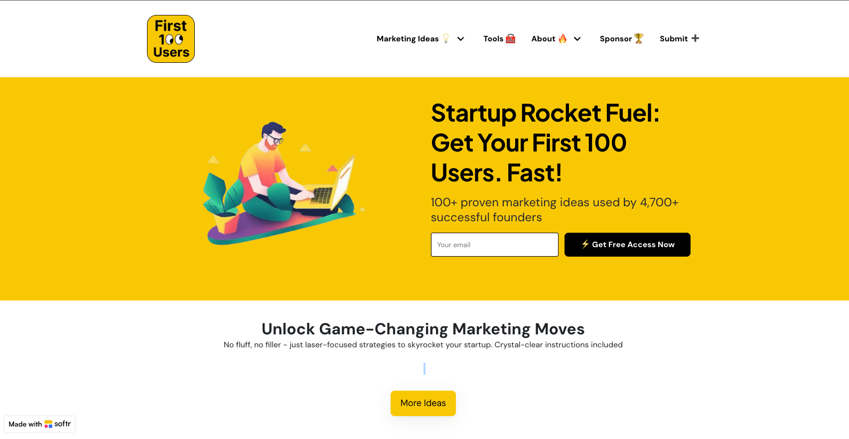First 100 users website preview