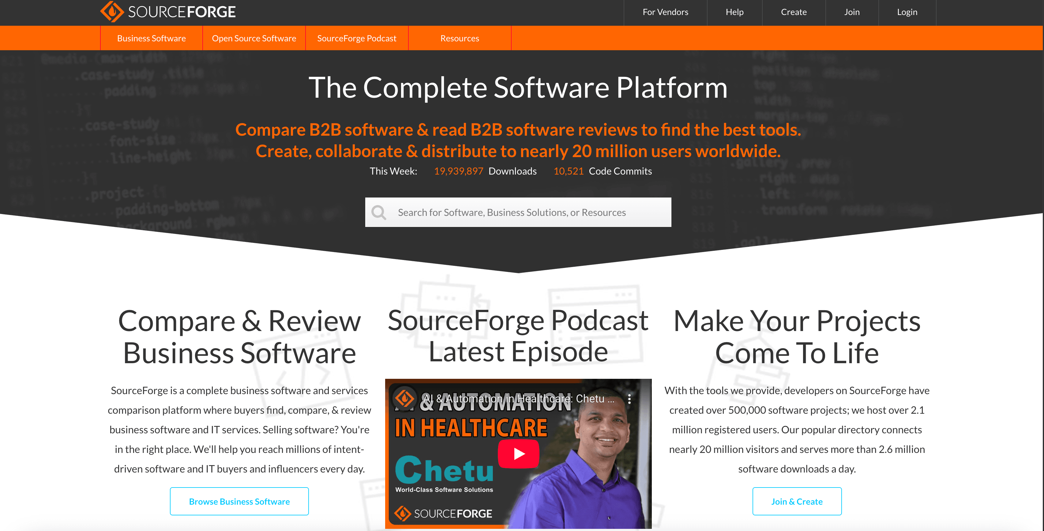 Source Forge website preview