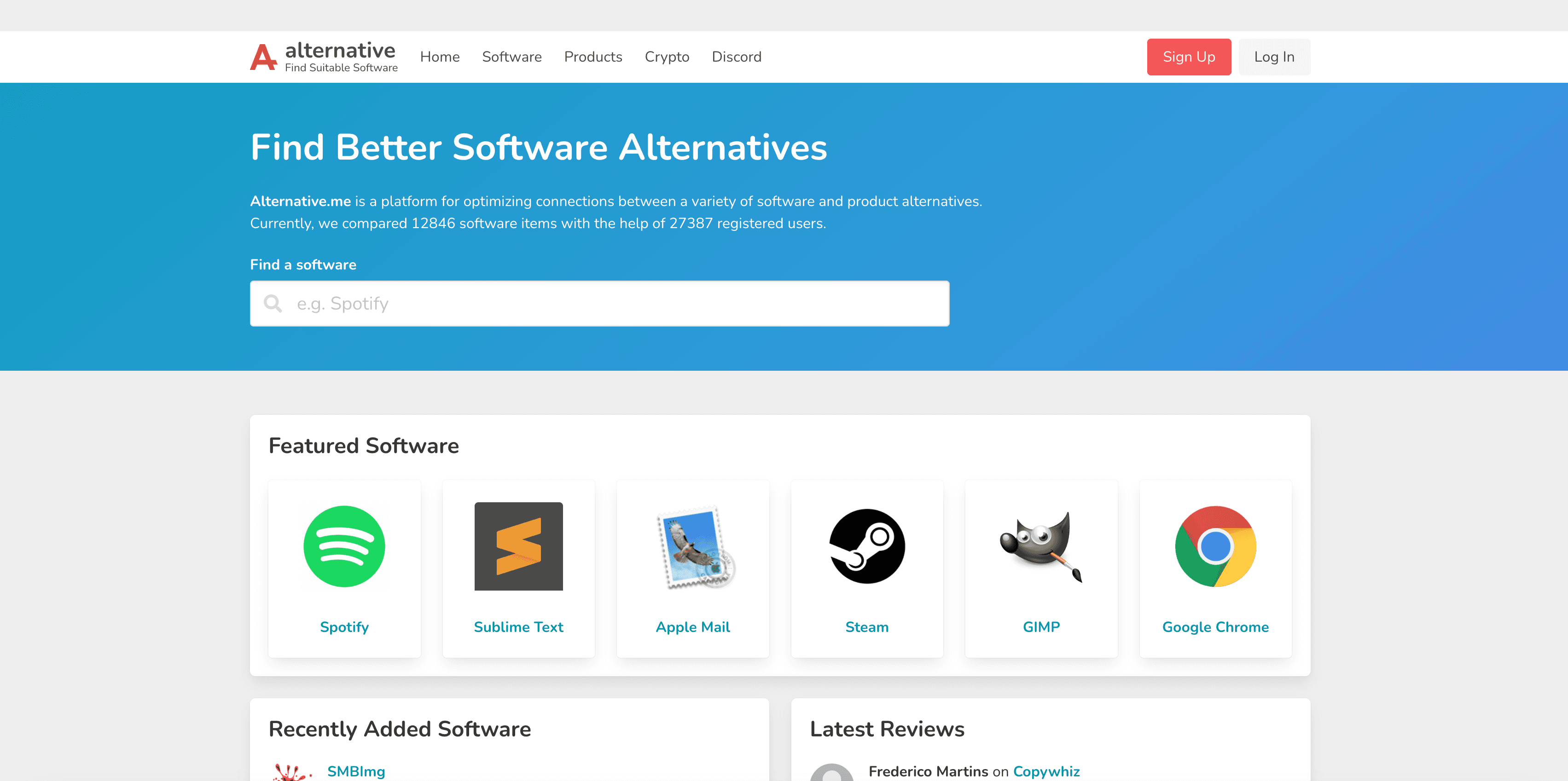 Alternative Me website preview