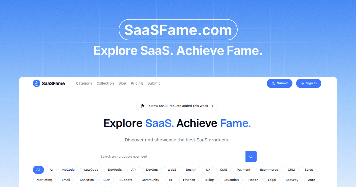 SaaSFame interface screenshot