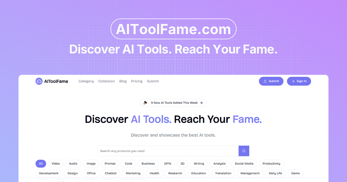 AIToolFame interface screenshot