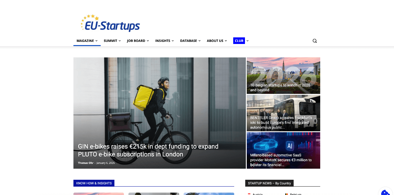 Eu Startups website preview