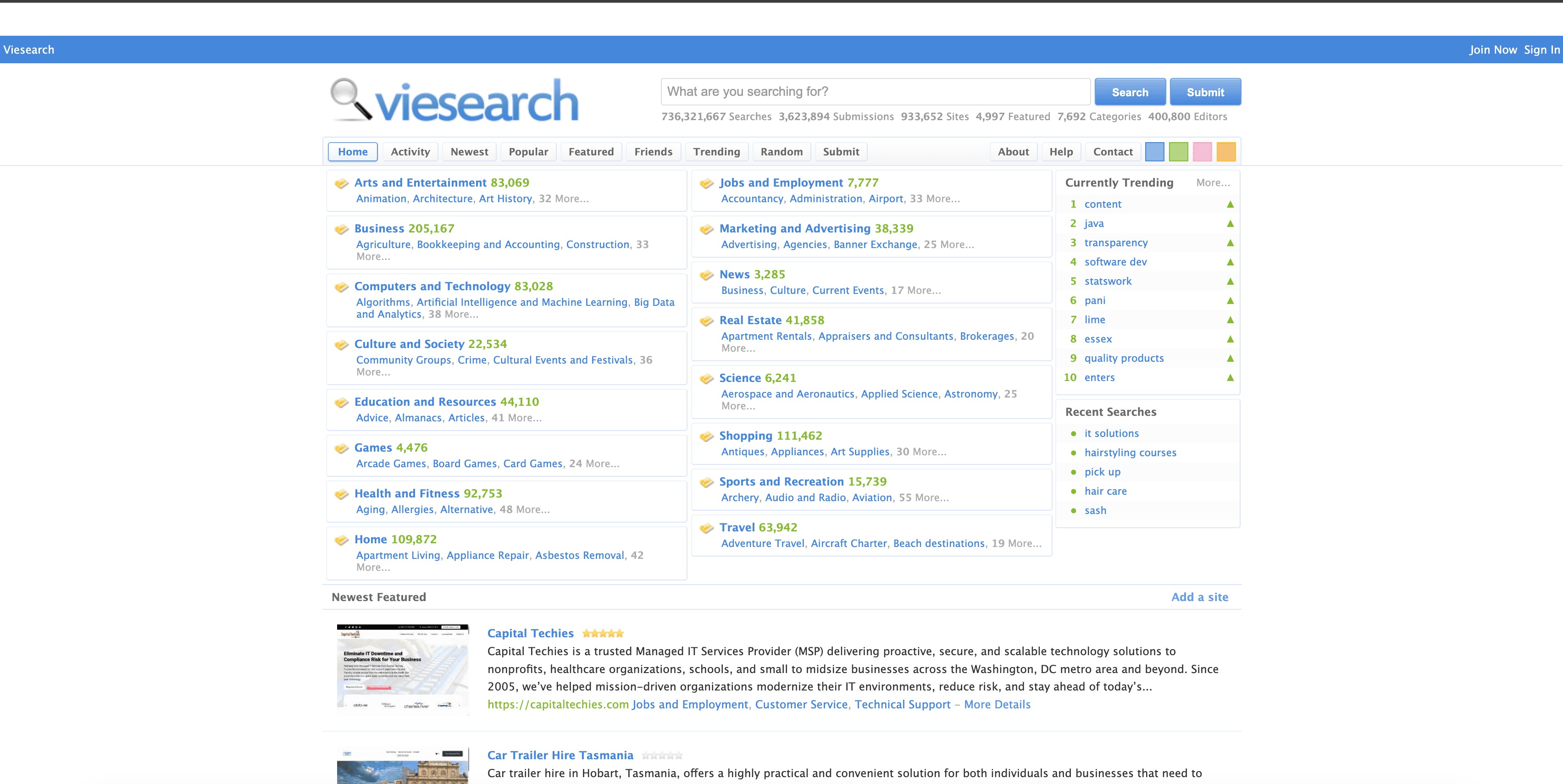 Viesearch website preview