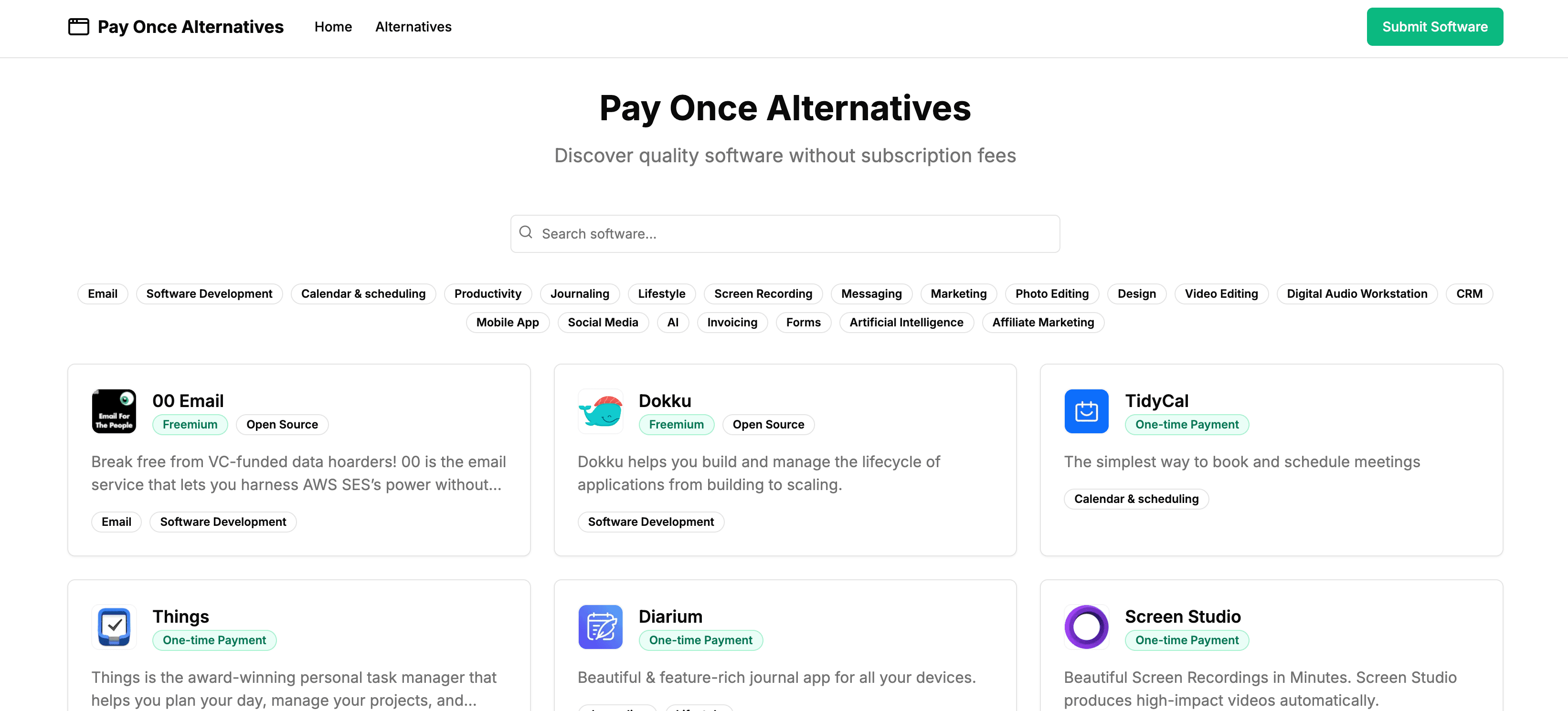 Pay Once Alternatives website preview