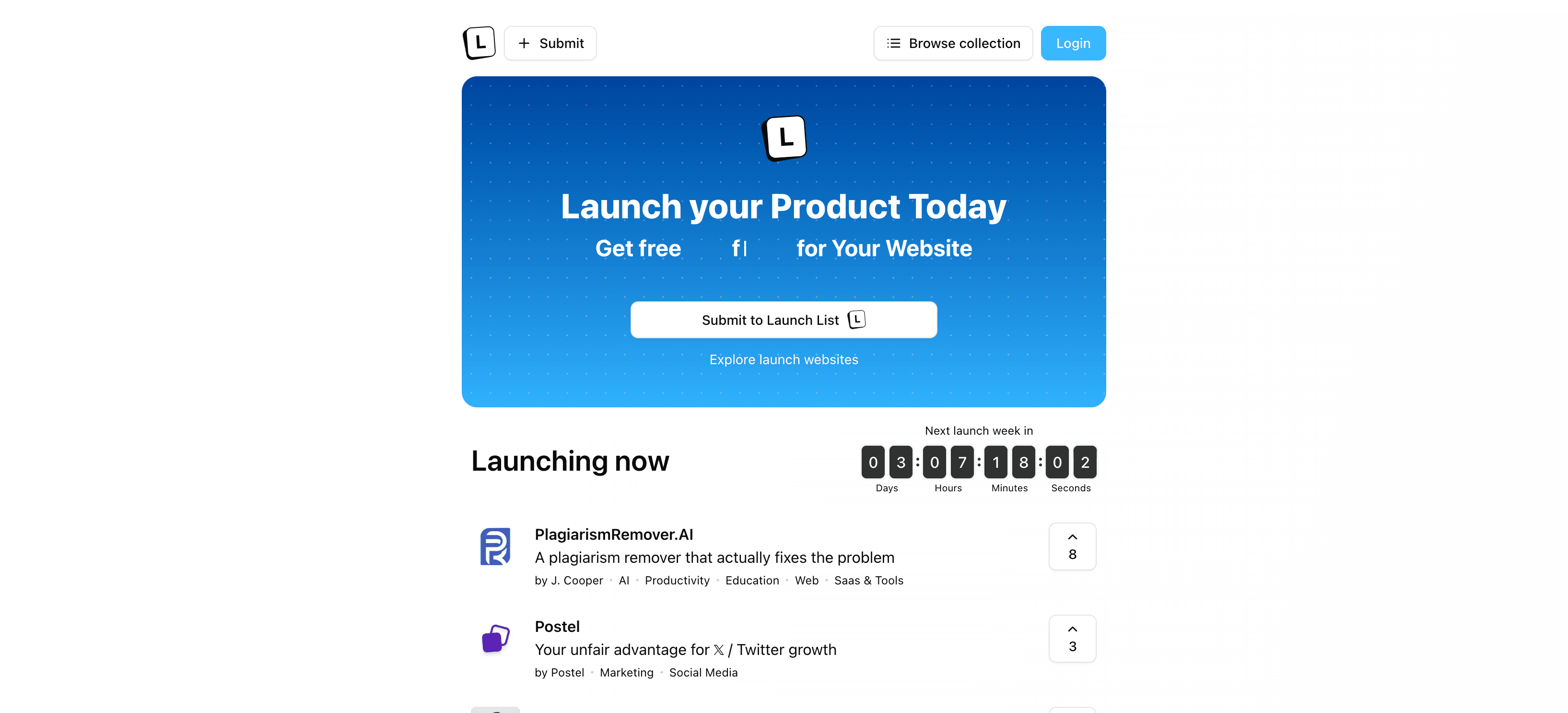 Launch List website preview