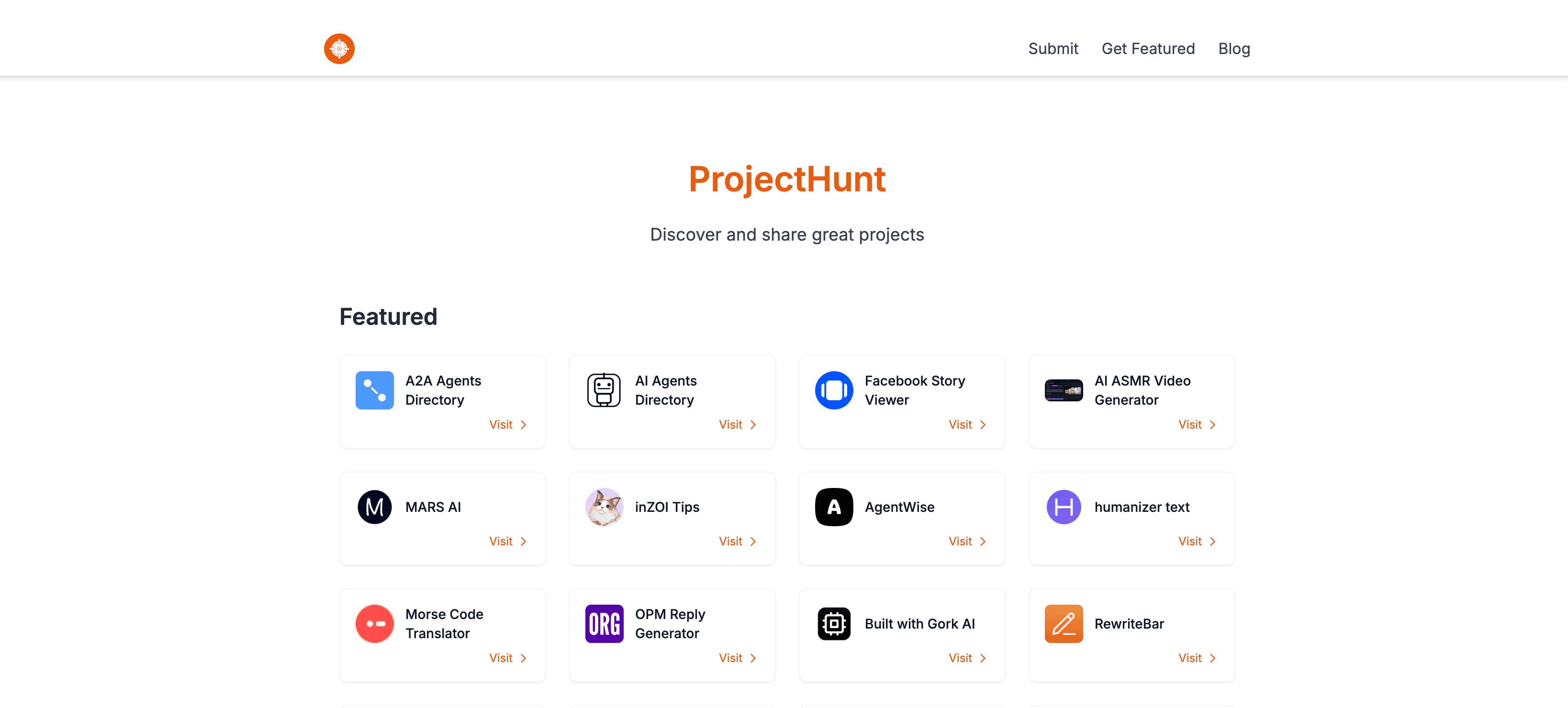 ProjectHunt website preview