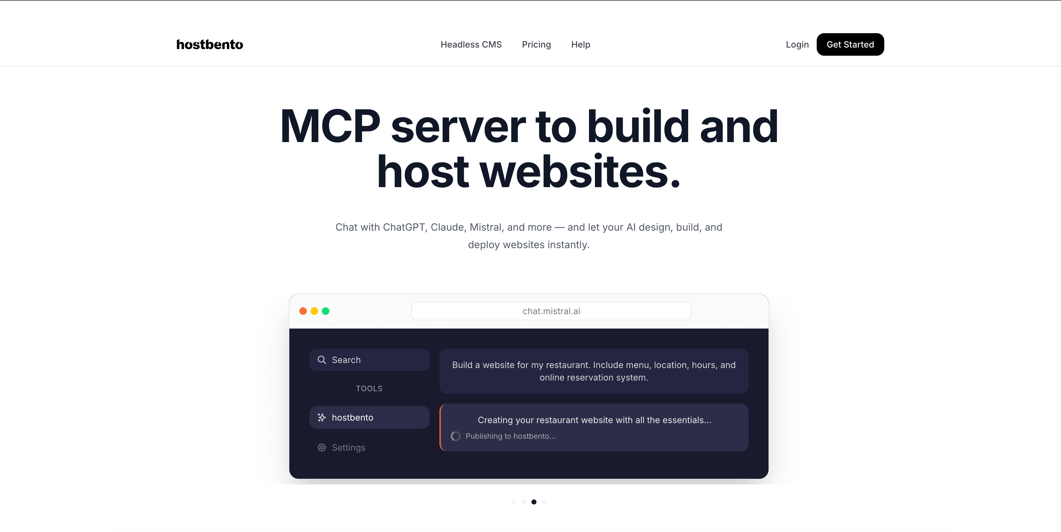 hostbento interface screenshot