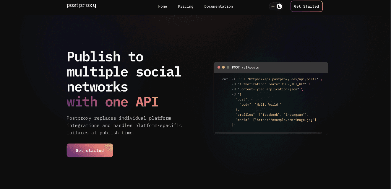 Postproxy interface screenshot