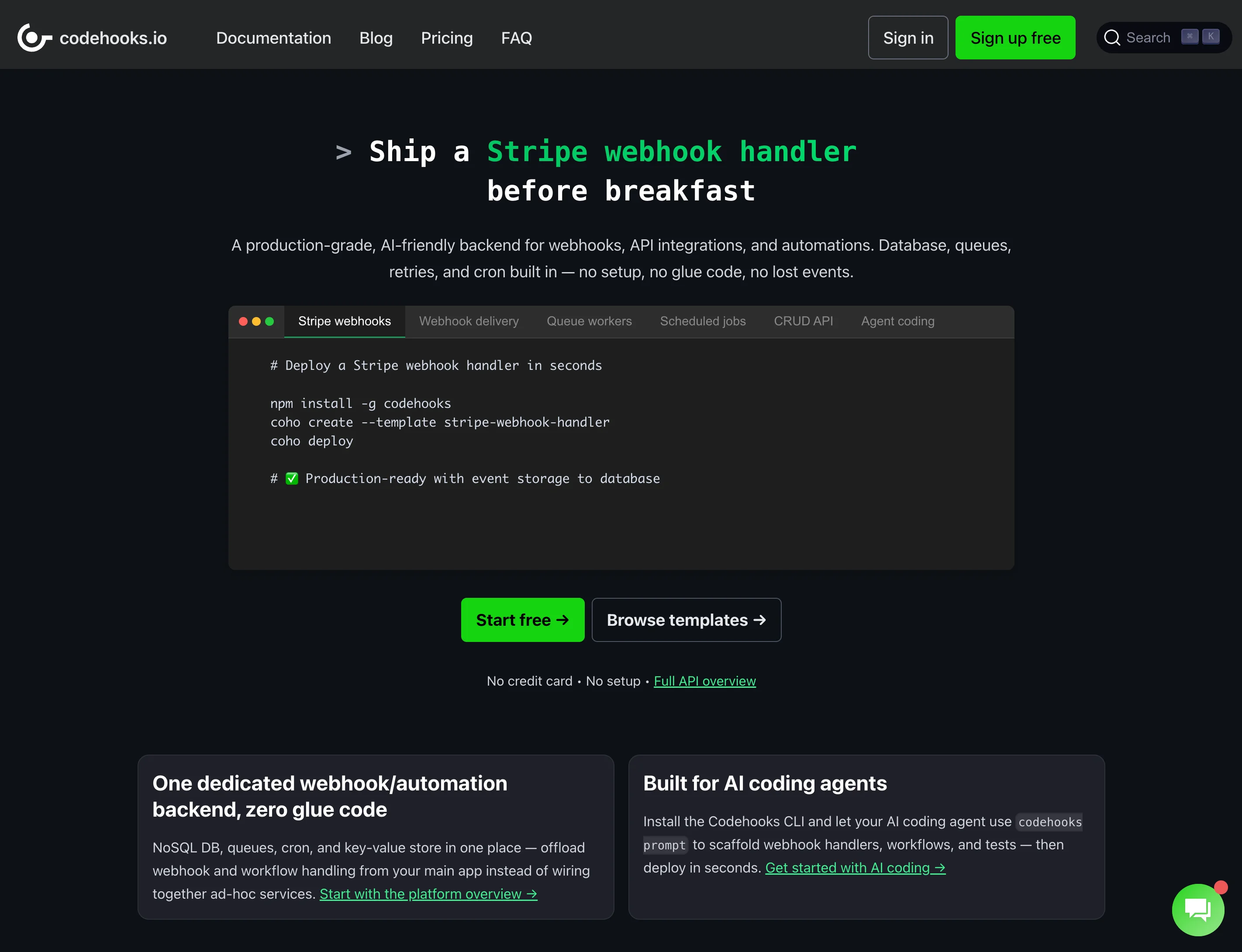Codehooks interface screenshot