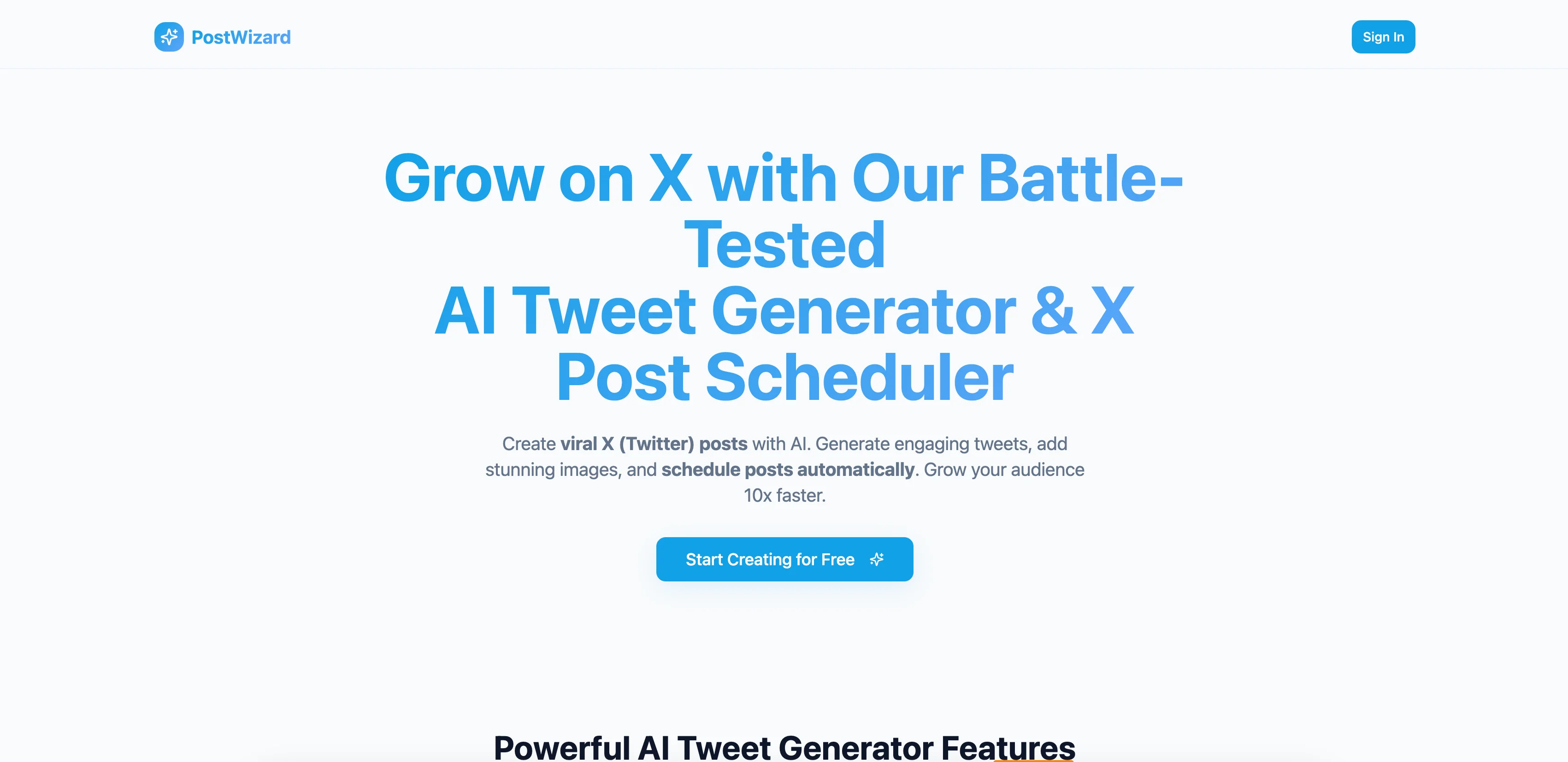 PostWizard interface screenshot