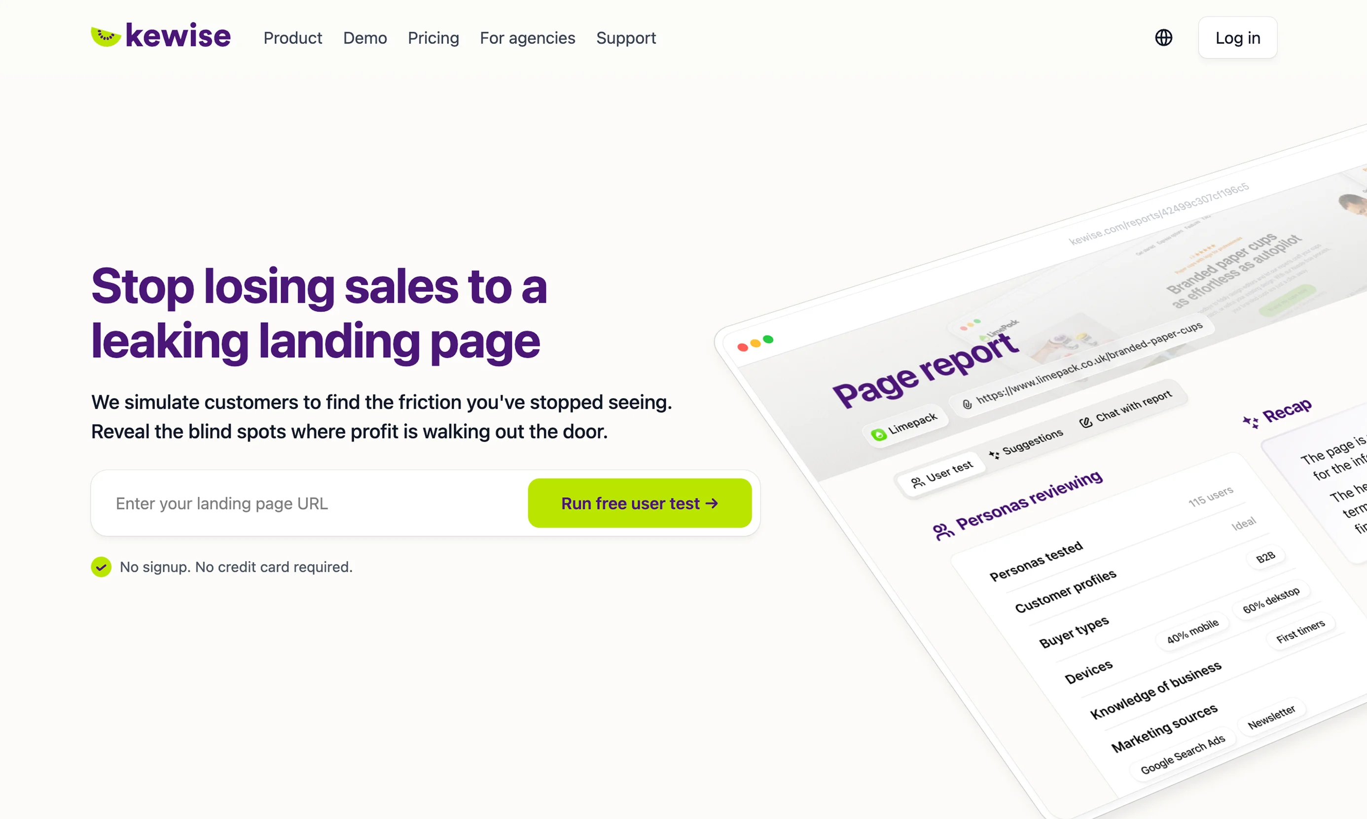 Kewise interface screenshot