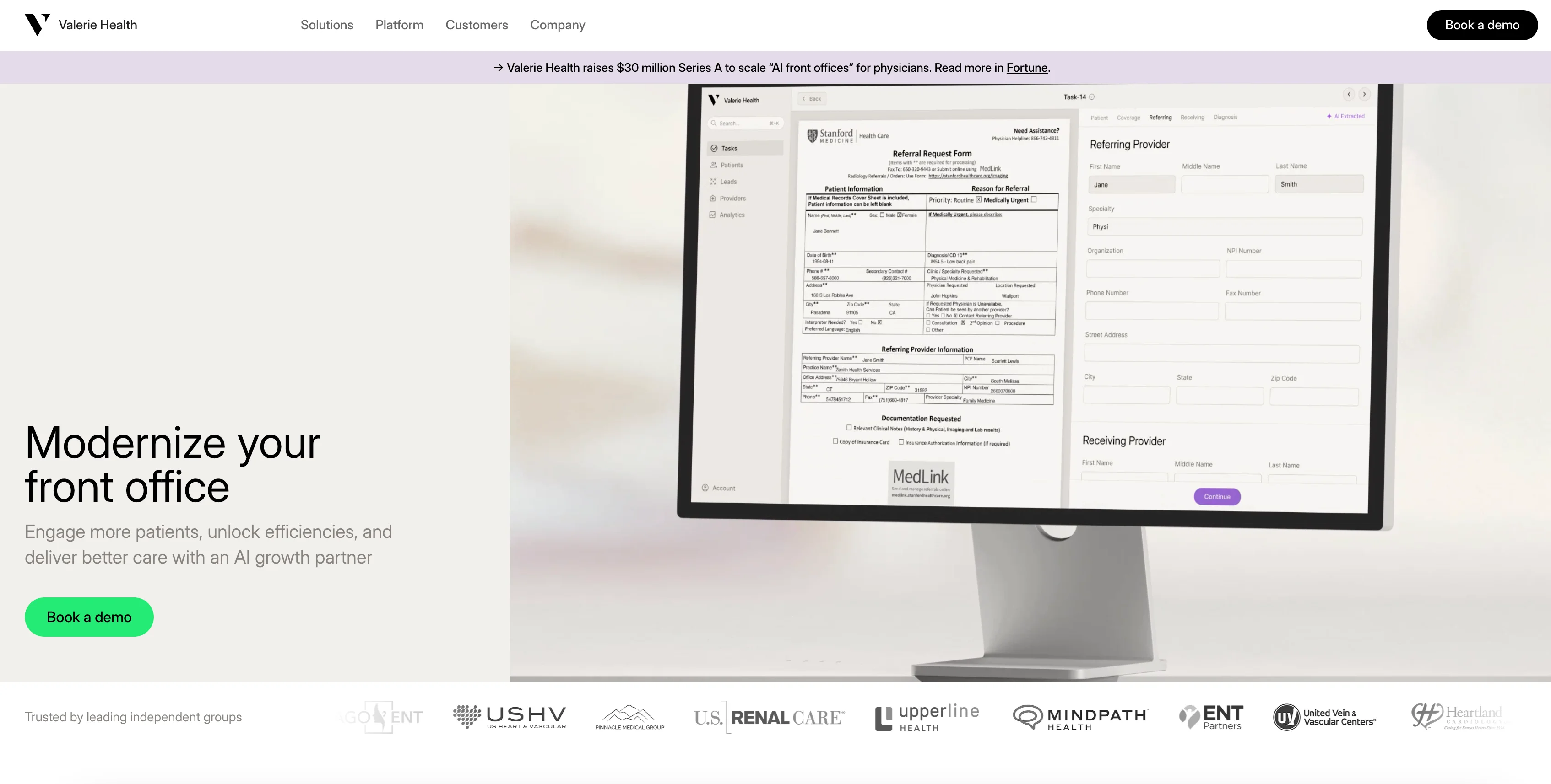 Valerie Health interface screenshot