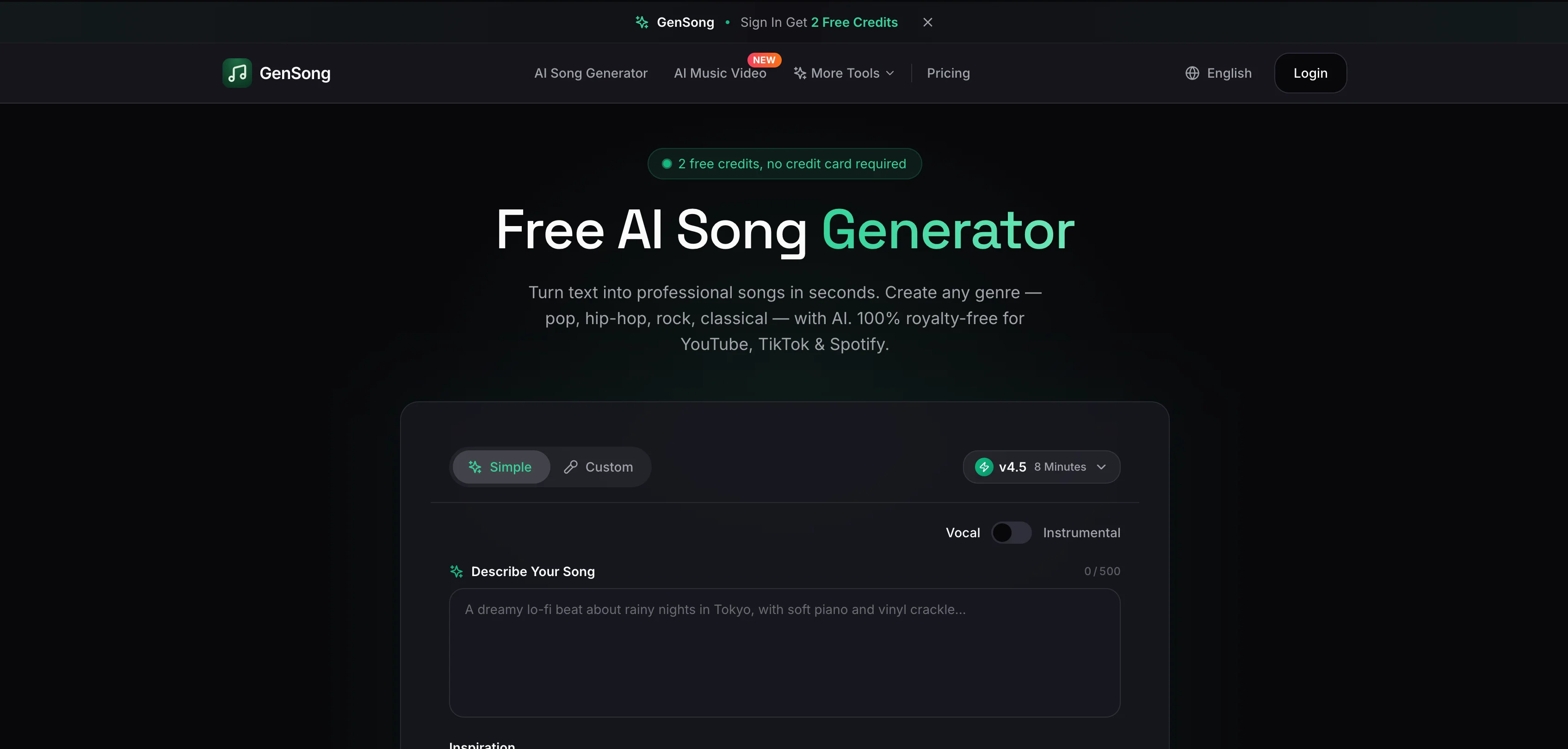 GenSong interface screenshot