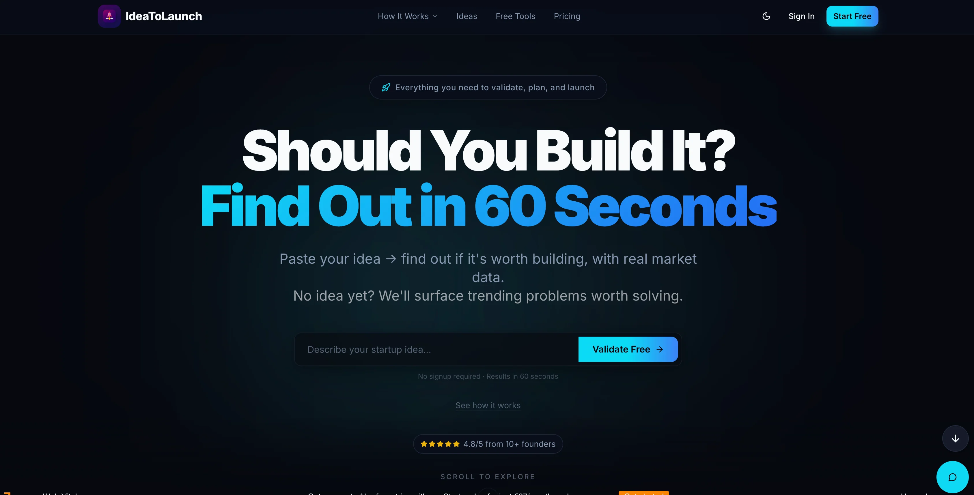 IdeaToLaunch interface screenshot