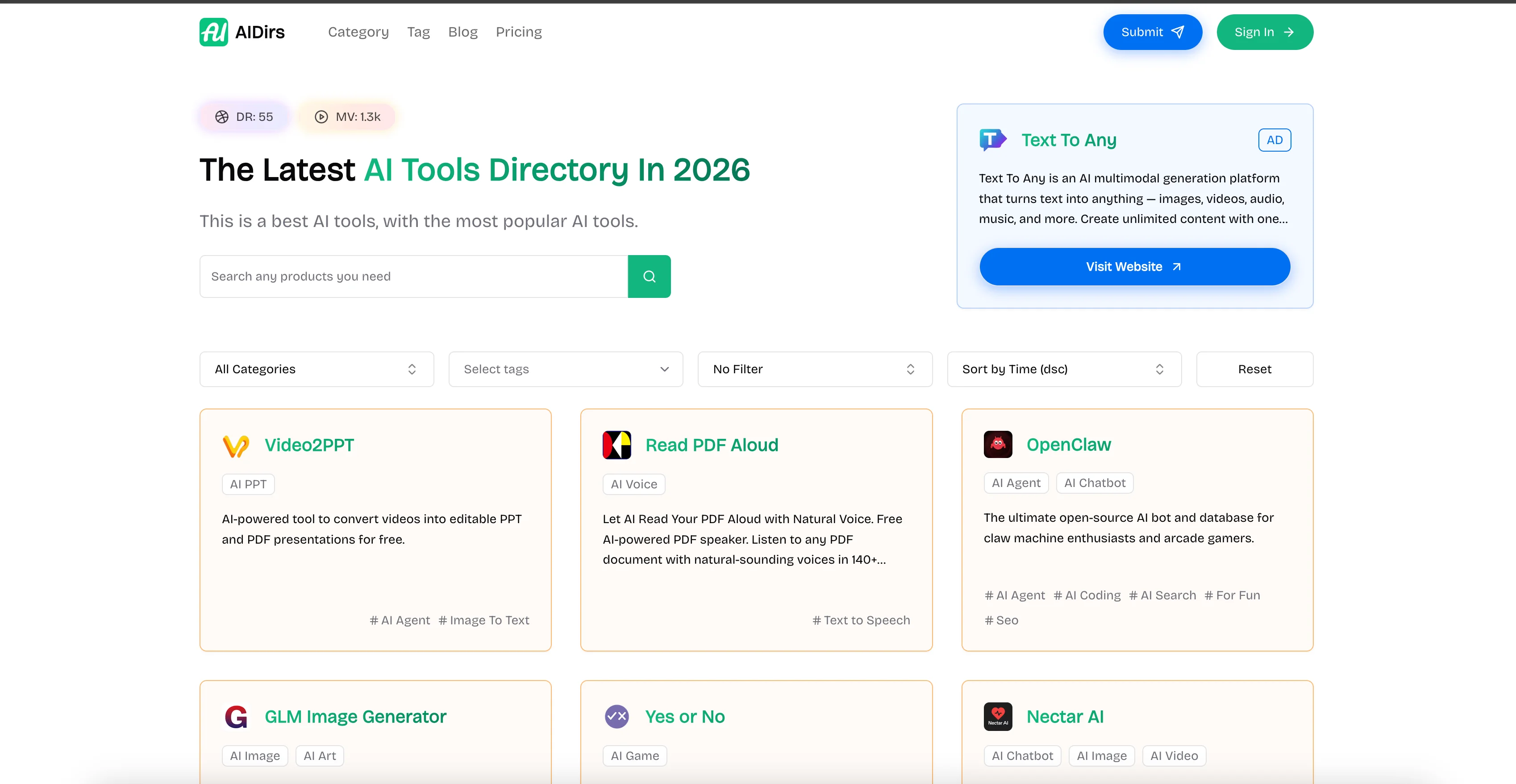 Aidirs Directory website preview