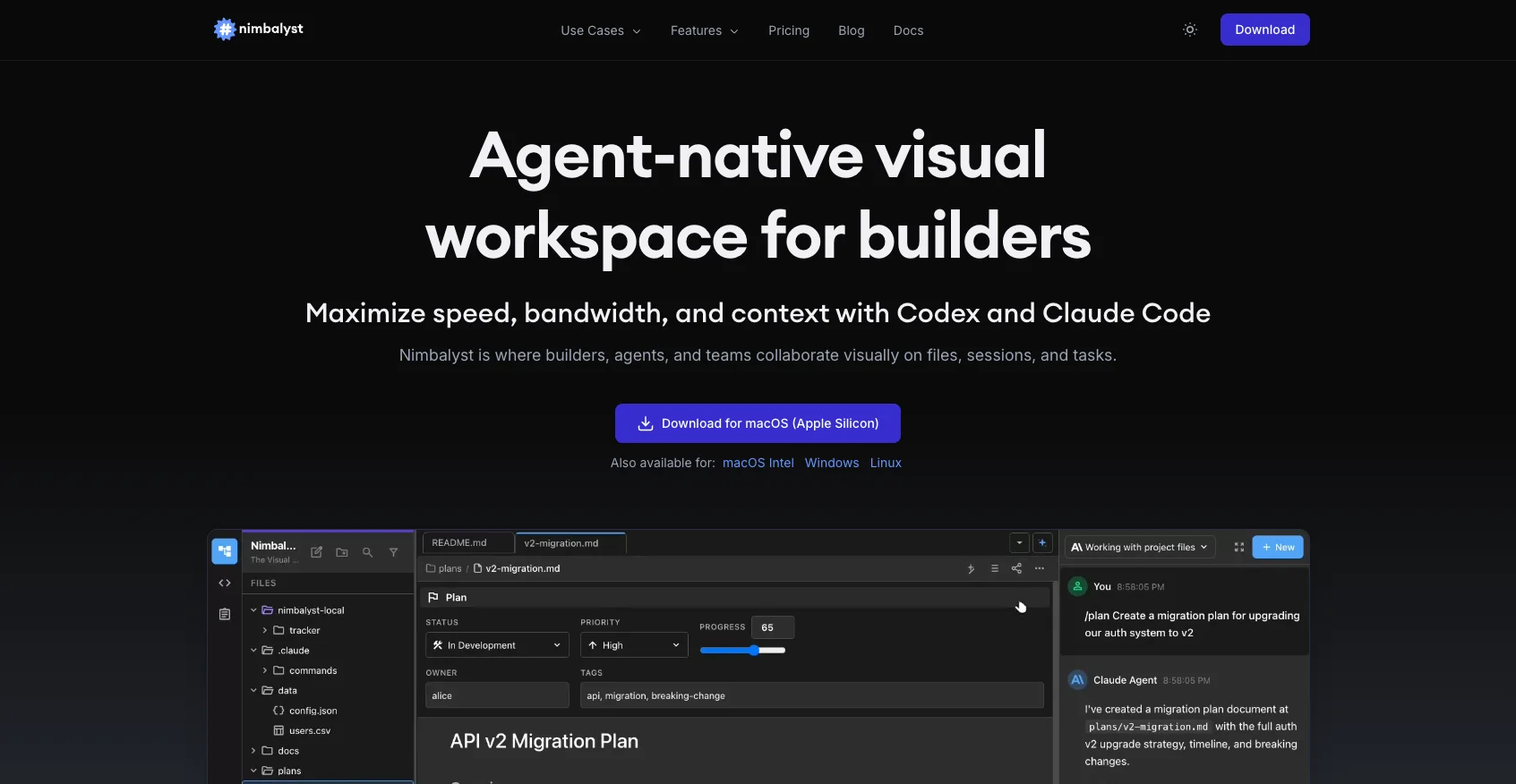 Nimbalyst interface screenshot