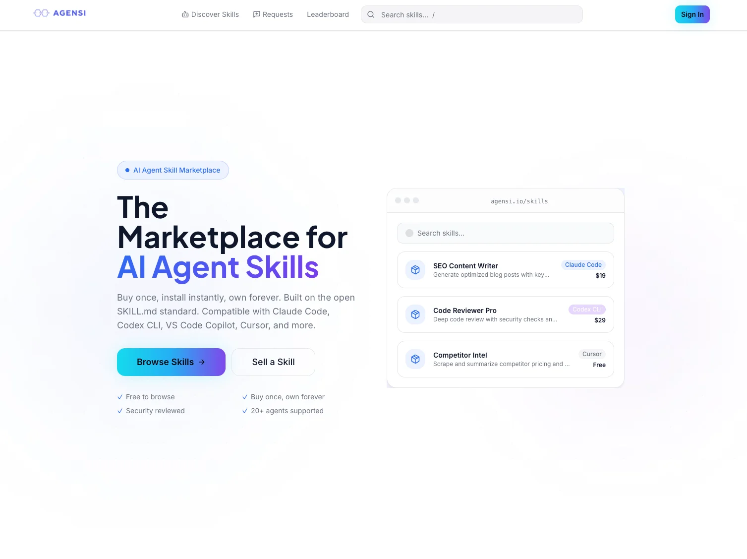 Agensi interface screenshot