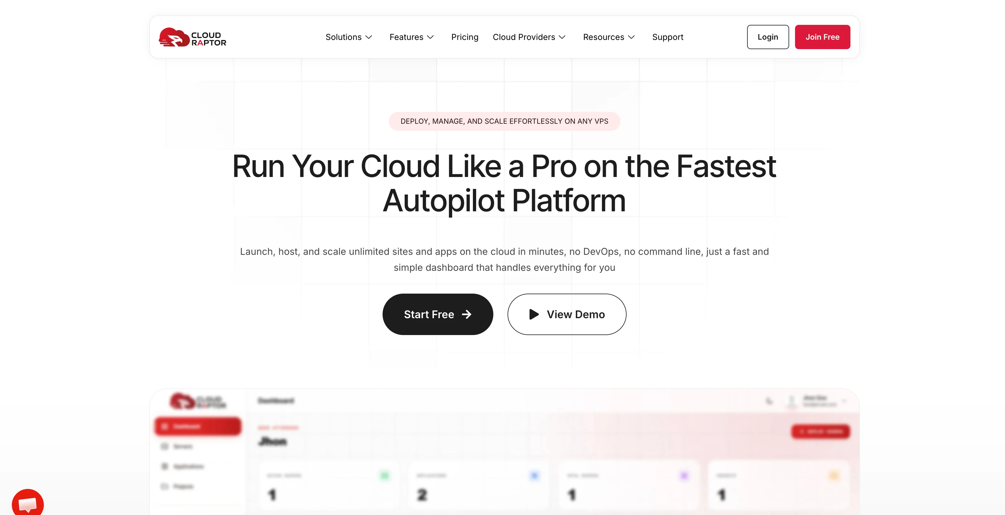 CloudRaptor interface screenshot