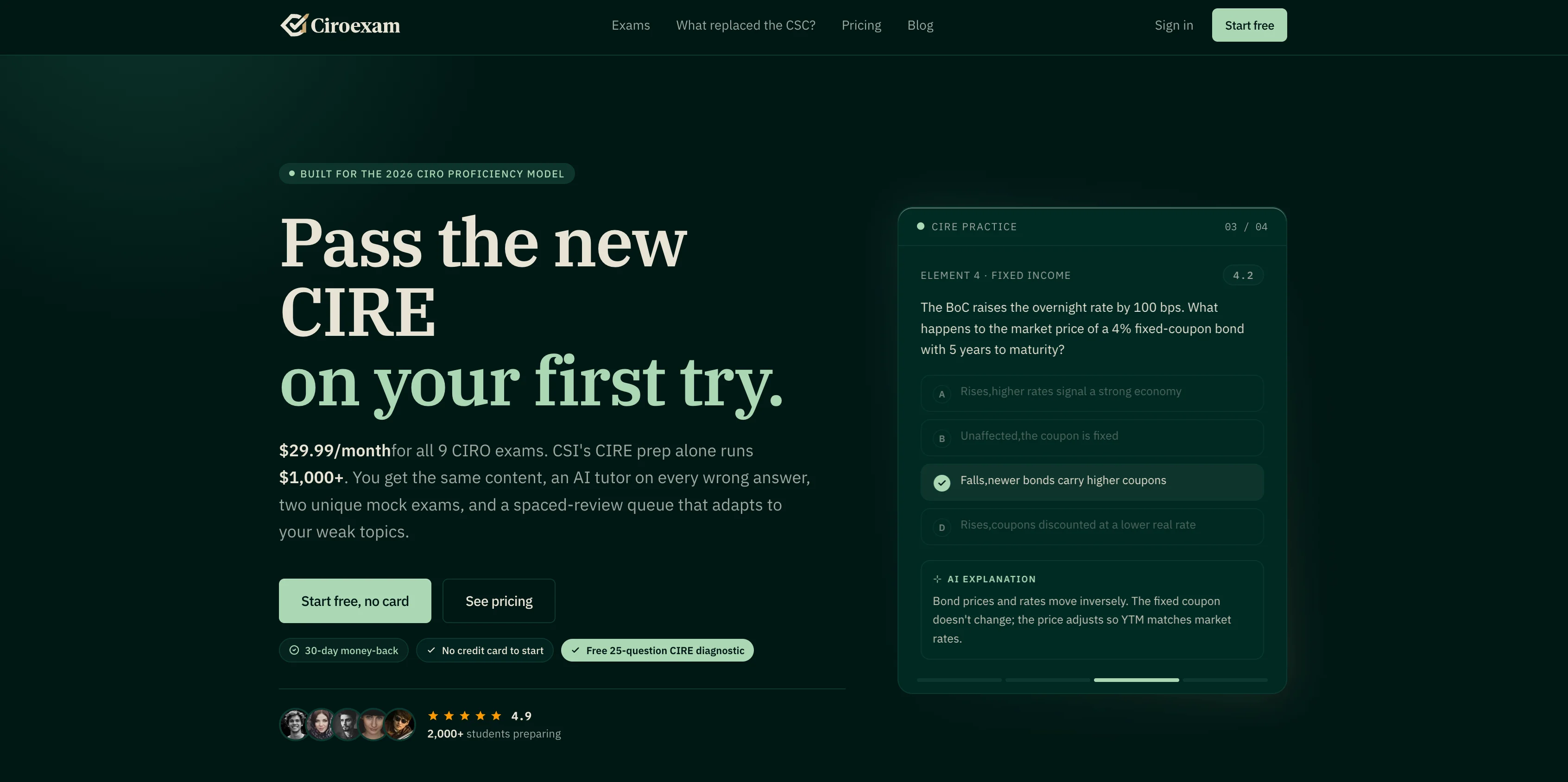 CIRO Exam Prep interface screenshot